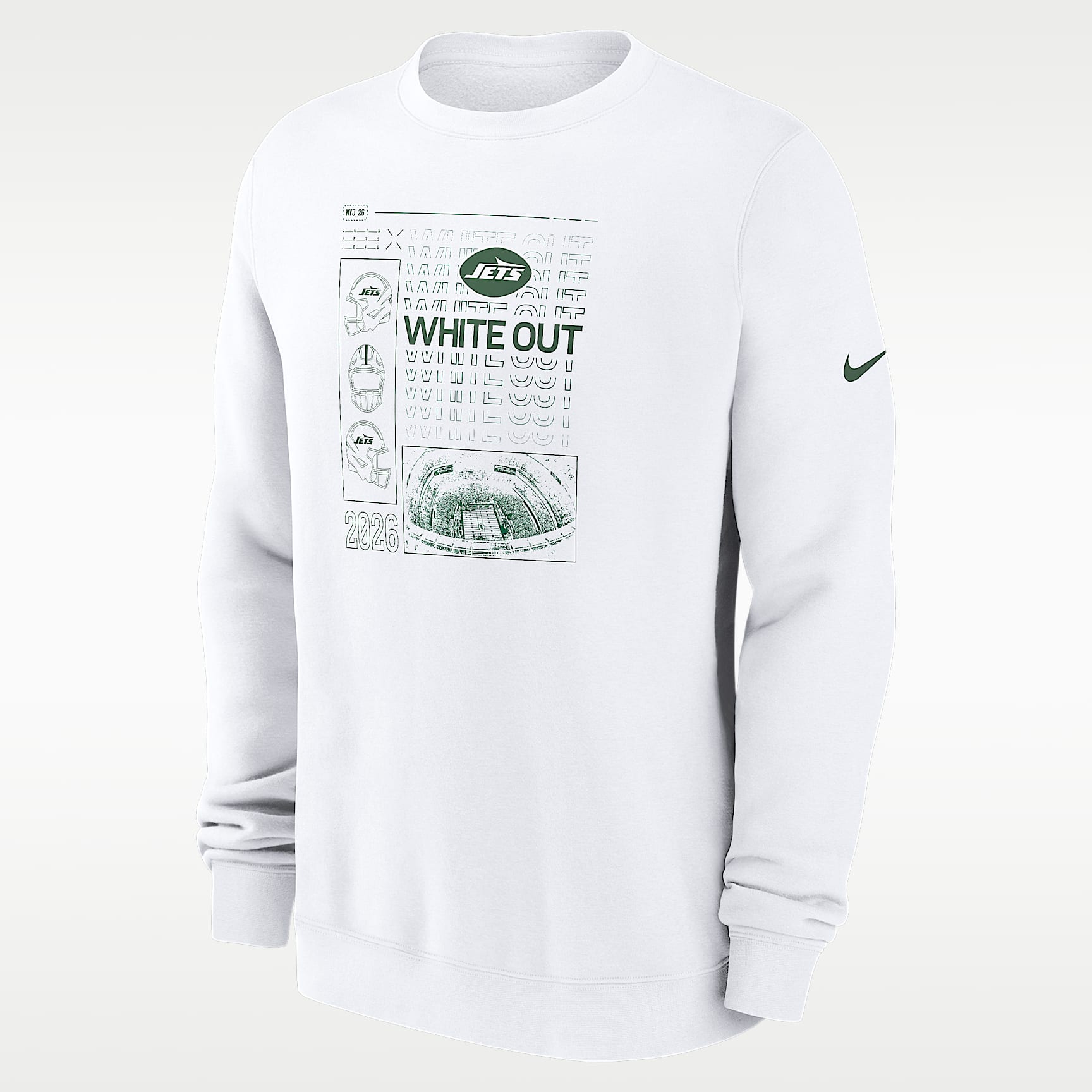 New York Jets White Out Men's Nike NFL Pullover Crew