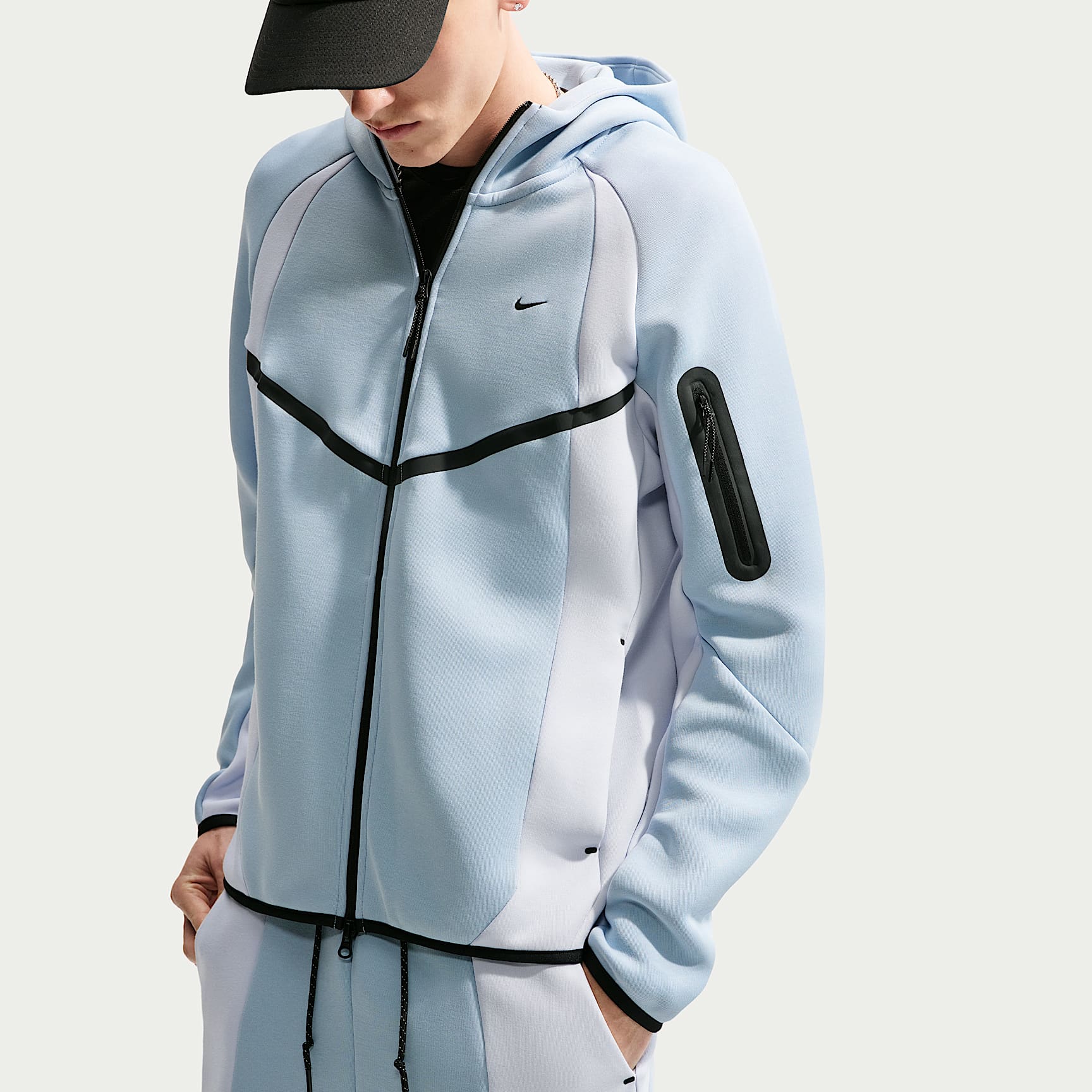 Fleecejacka Nike Tech Color-Block Windrunner med hel dragkedja för män