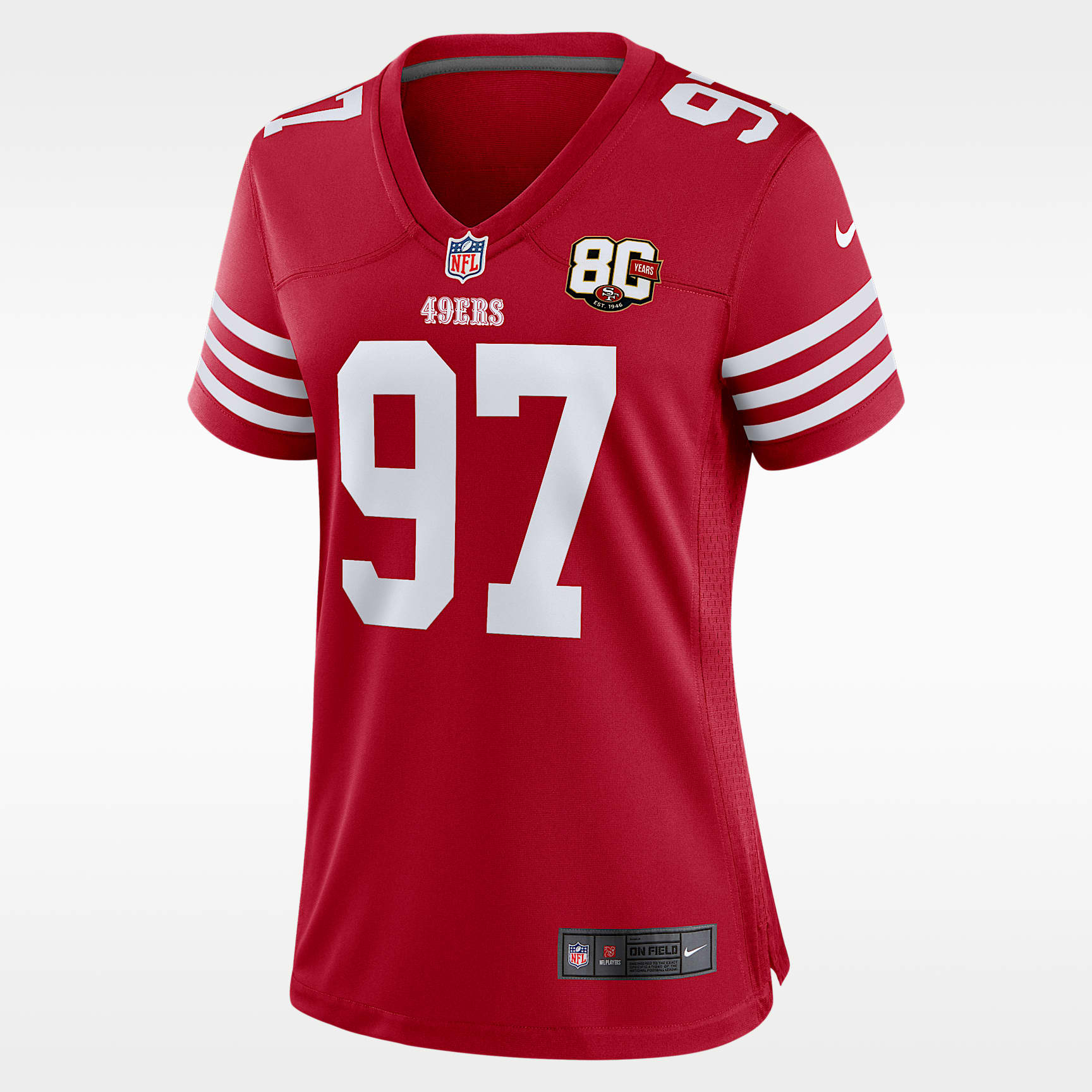 Nick Bosa San Francisco 49ers 80th Anniversary Women's Nike NFL Game Jersey