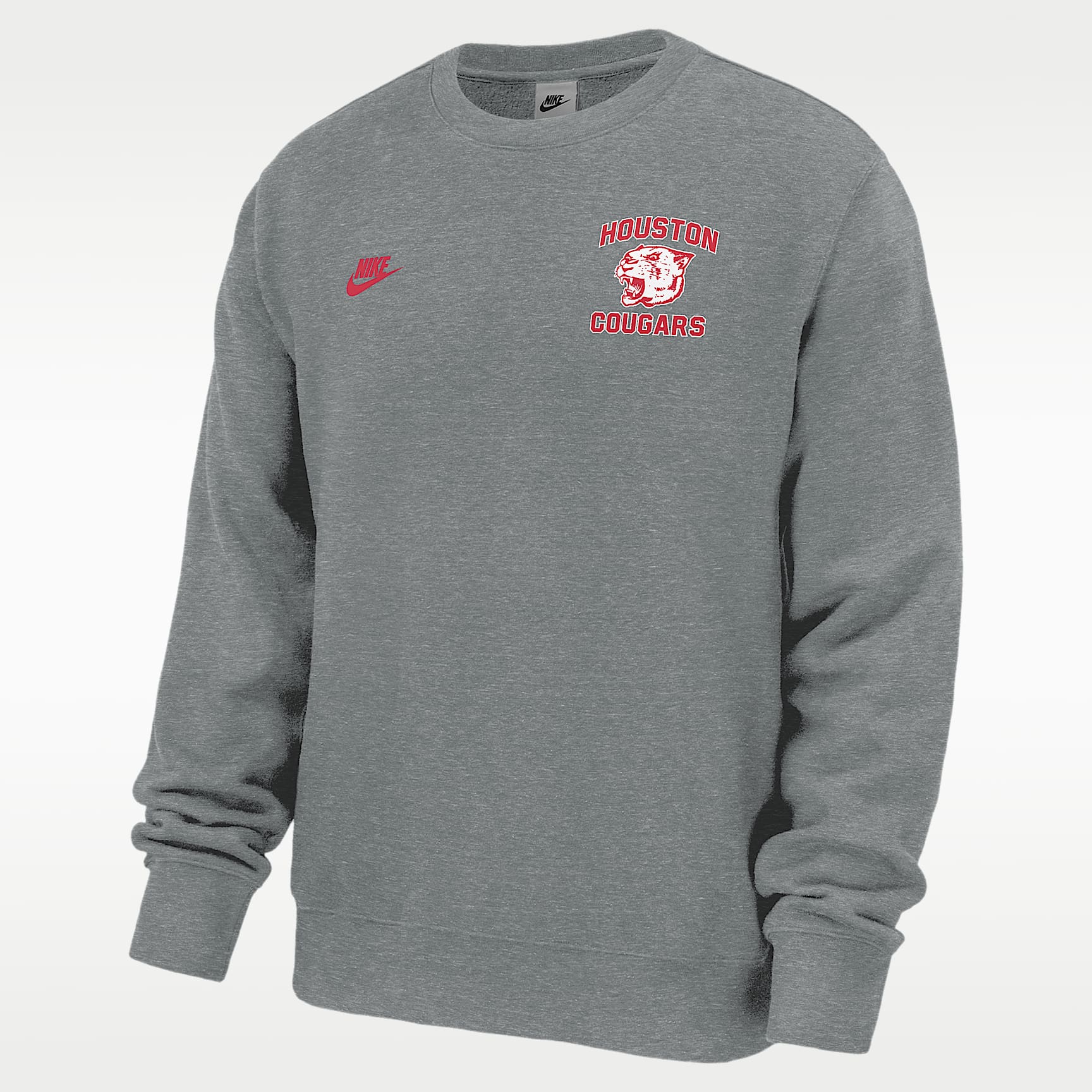 Sudadera de futbol Nike de tejido Fleece con cuello redondo para hombre Houston Cougars Club