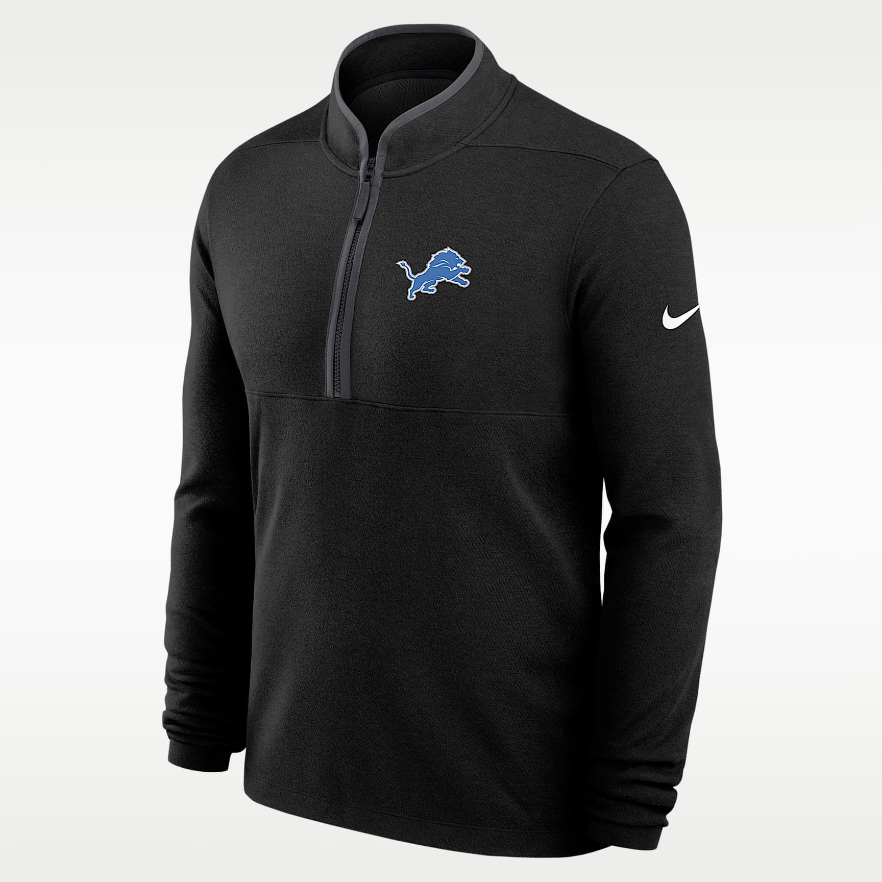 Playera de manga larga Nike Dri-FIT de la NFL de medio cierre para hombre Detroit Lions Primetime Victory