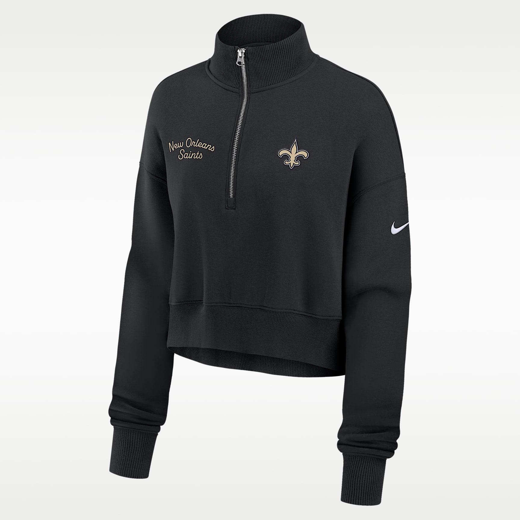 New Orleans Saints Phoenix Women's Nike NFL Cropped 1/4-Zip Crew