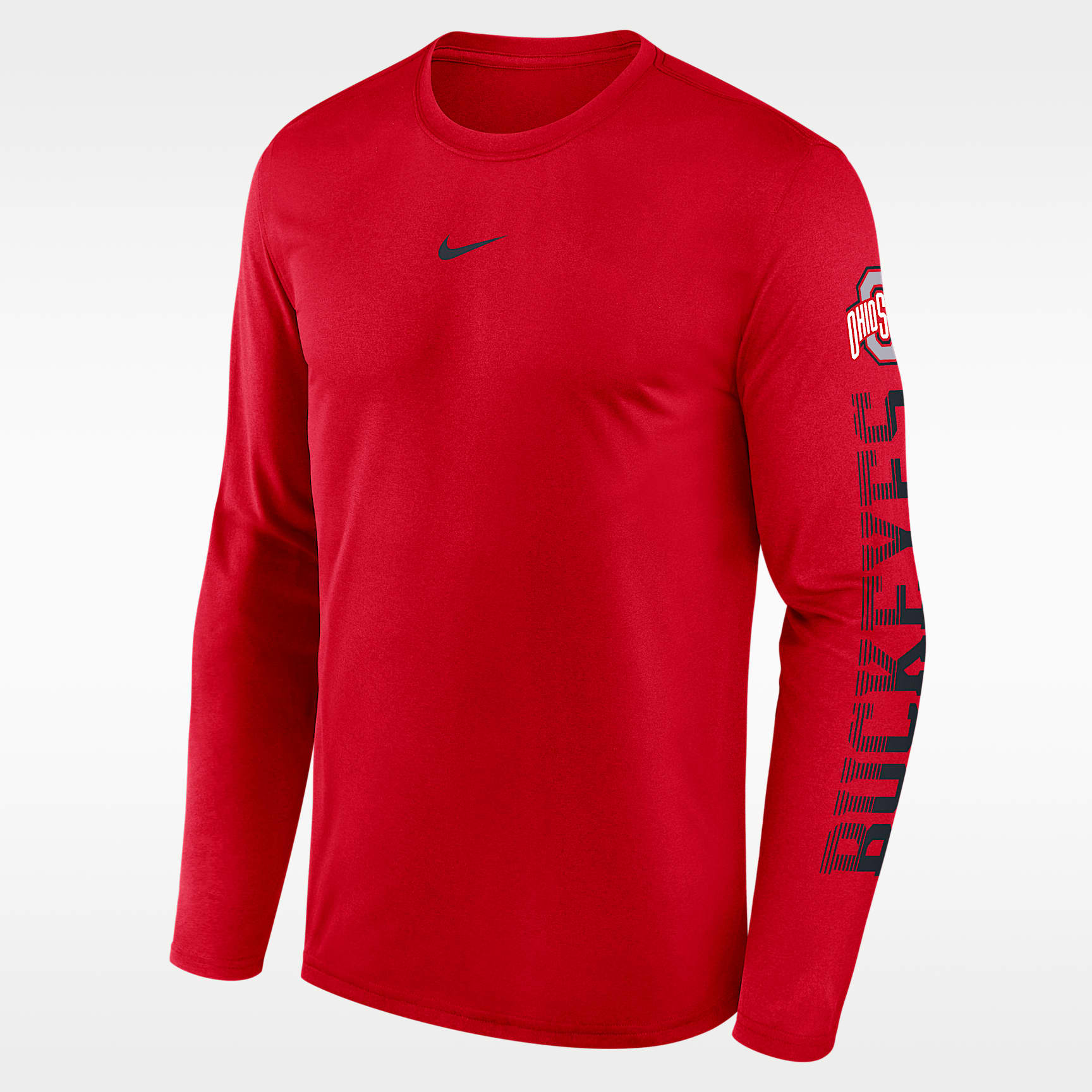 Playera de manga larga universitaria Nike Dri-FIT para hombre Ohio State Primetime Stack Legend