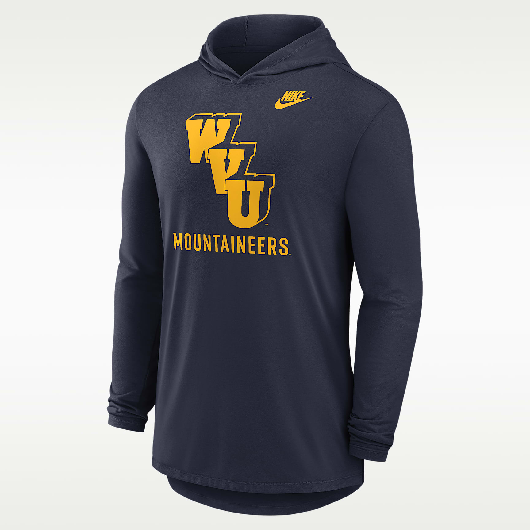 Playera de manga larga con gorro universitaria Nike Dri-FIT para hombre West Virginia Legacy