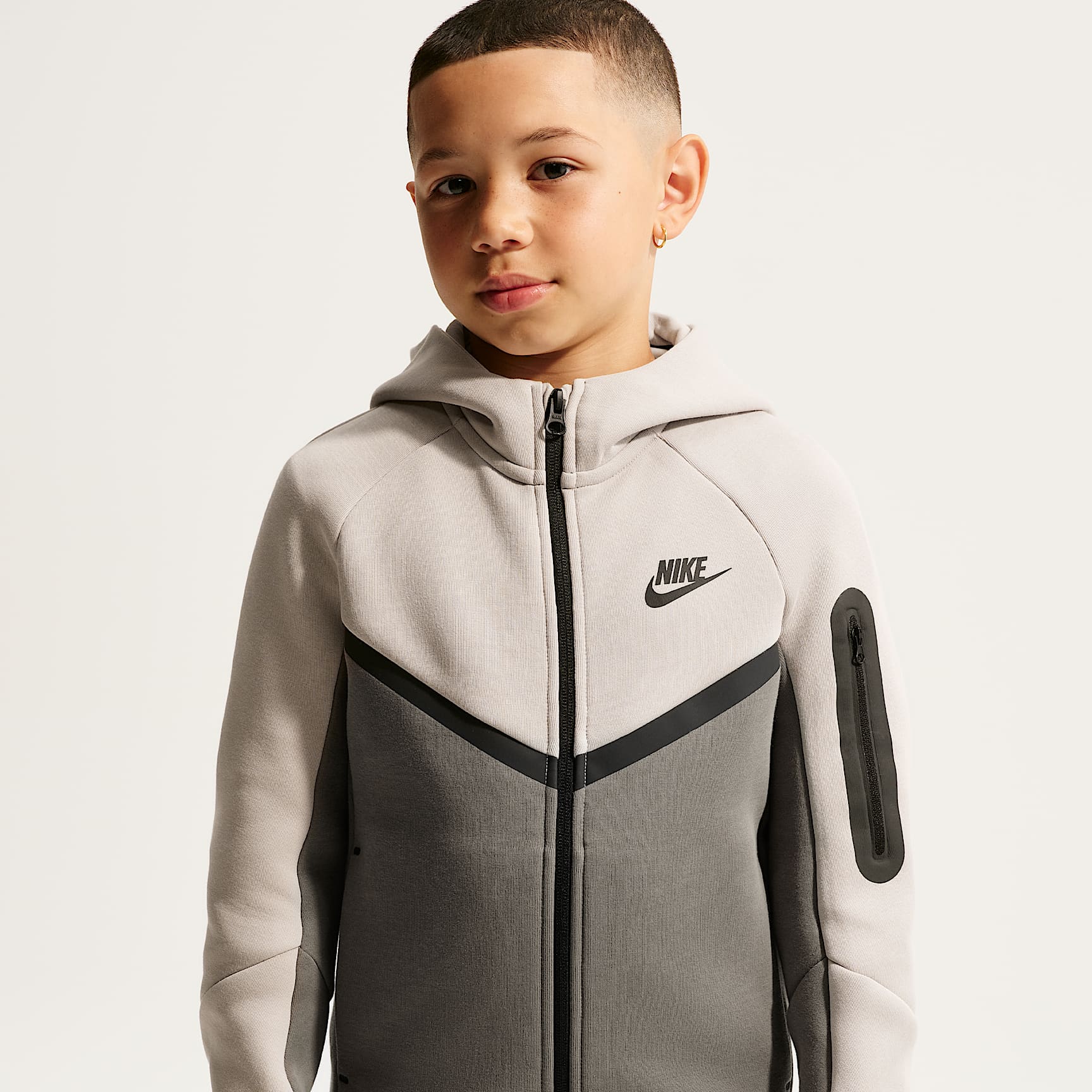 Sudadera con gorro con cierre completo para niños grandes Nike Sportswear Tech Fleece