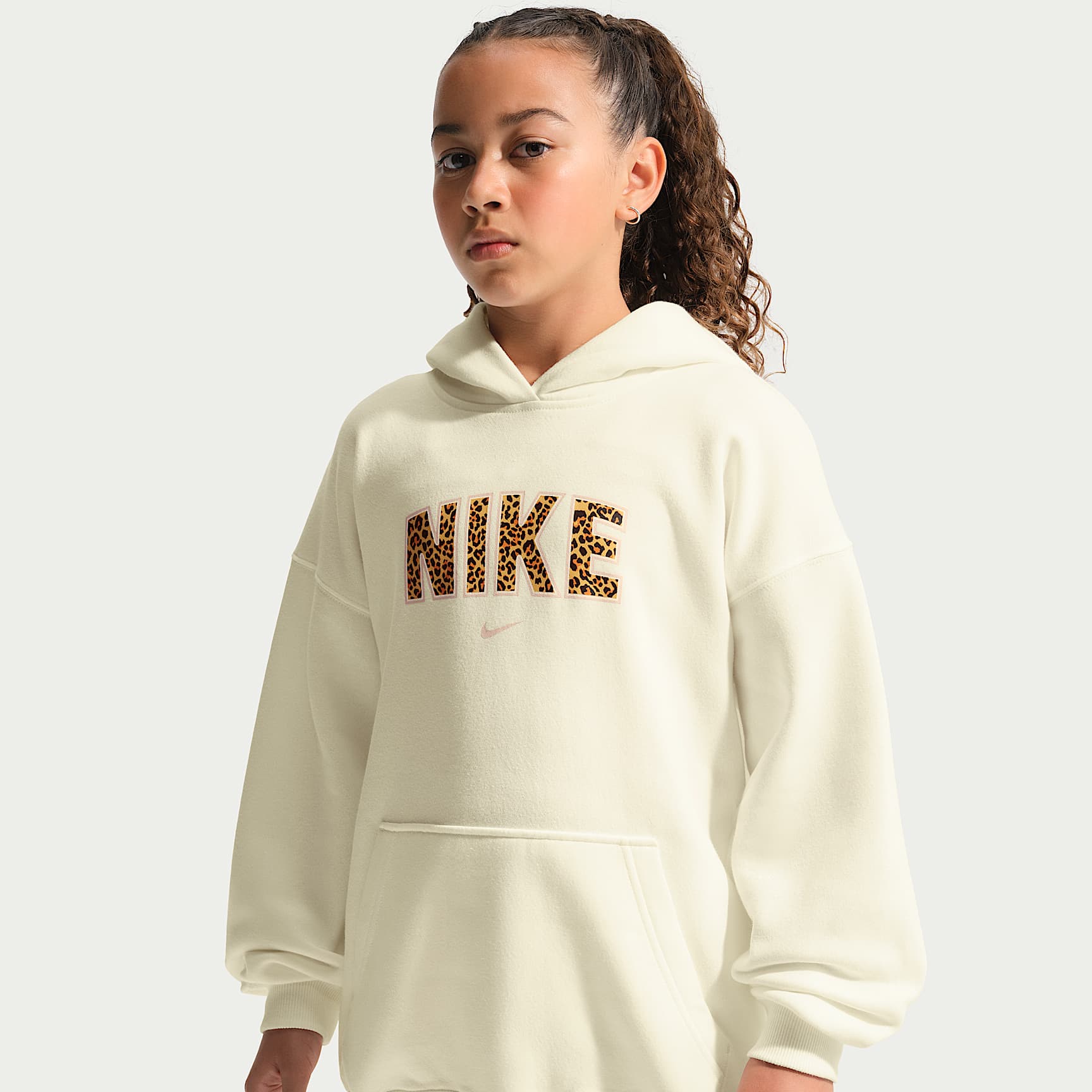 Nike Sportswear Studio Big Kids' (Girls') Oversized Fleece Pullover Hoodie