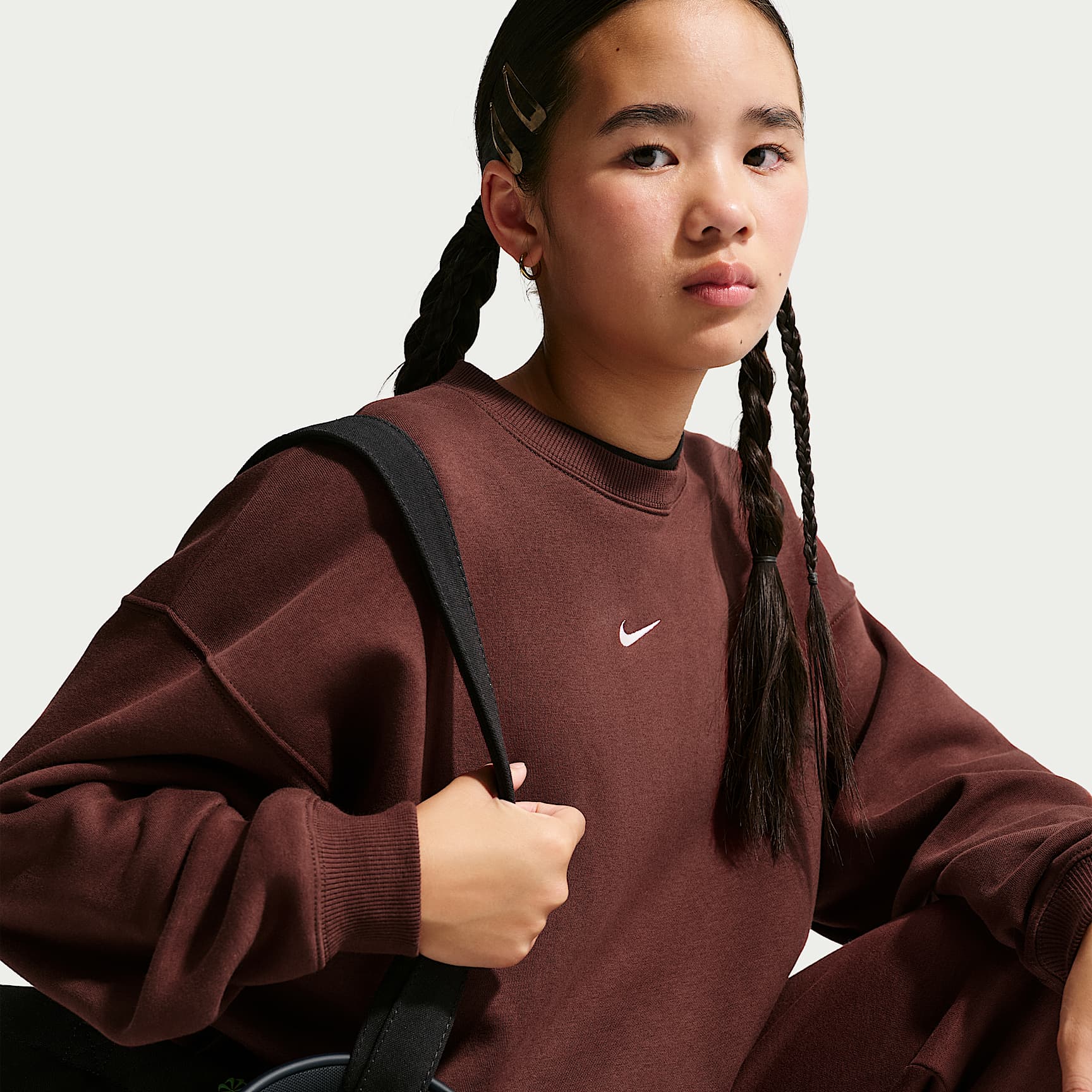 Sweat oversize à col ras-du-cou Nike Sportswear Studio pour pré-ado (fille)