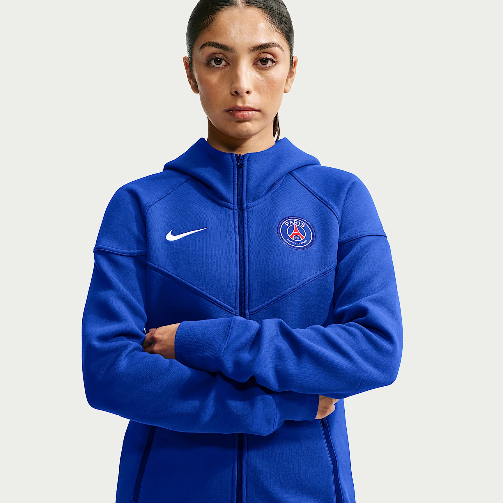 Paris Saint-Germain Tech Fleece Windrunner Nike voetbalhoodie met rits over de hele lengte voor dames