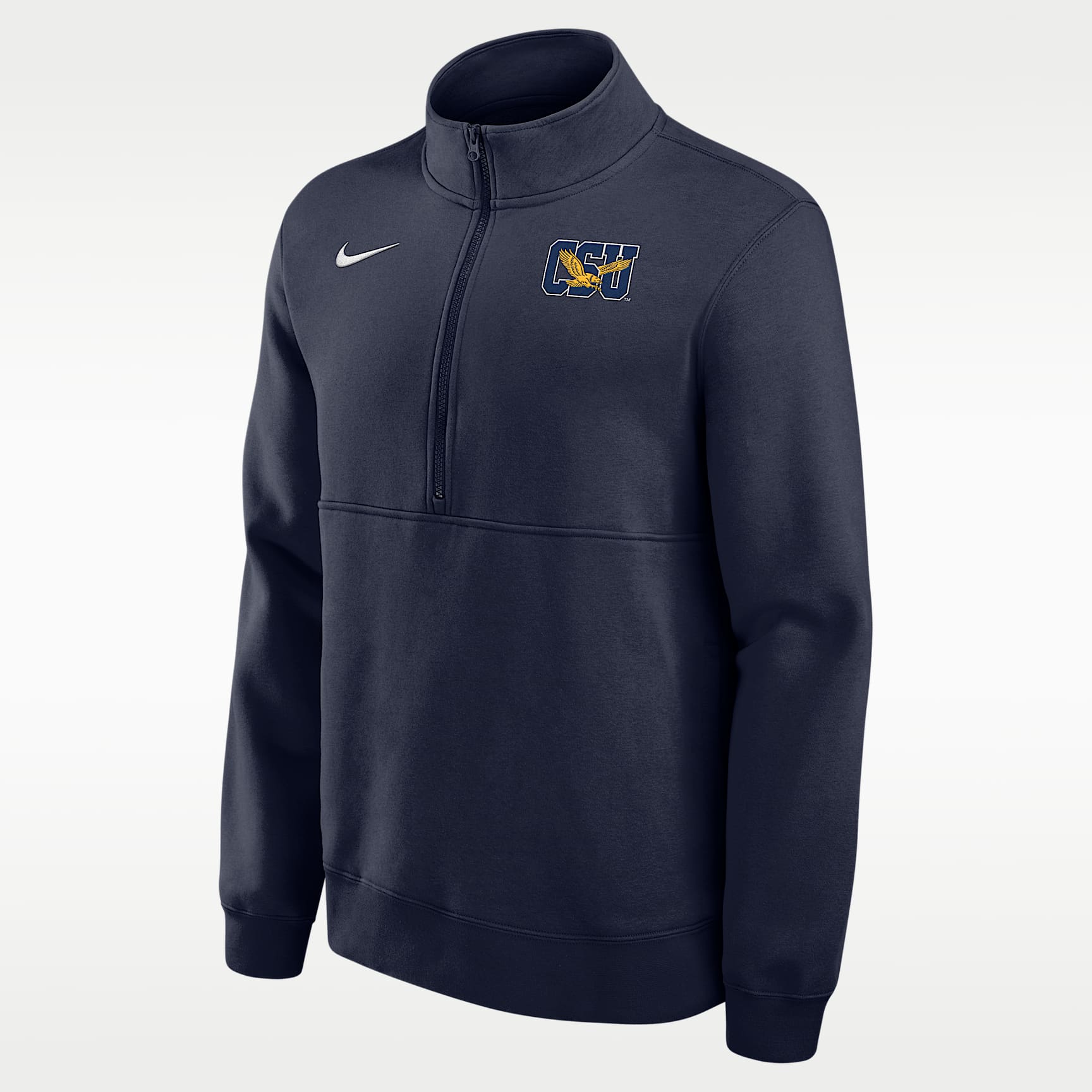 Sudadera universitaria Nike de tejido Fleece de medio cierre para hombre Coppin State University Eagles Club