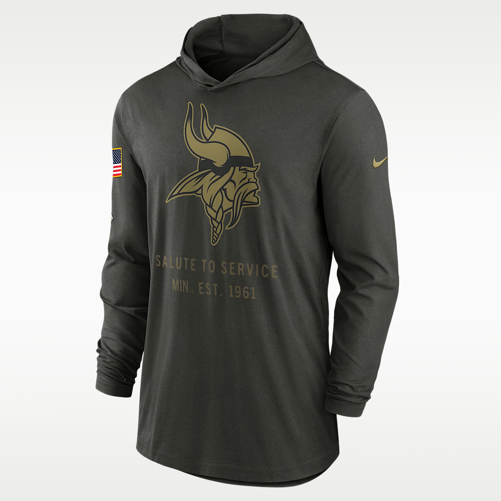 Minnesota Vikings Salute to Service Sideline Men’s Nike Dri-FIT NFL Long-Sleeve Hooded Top