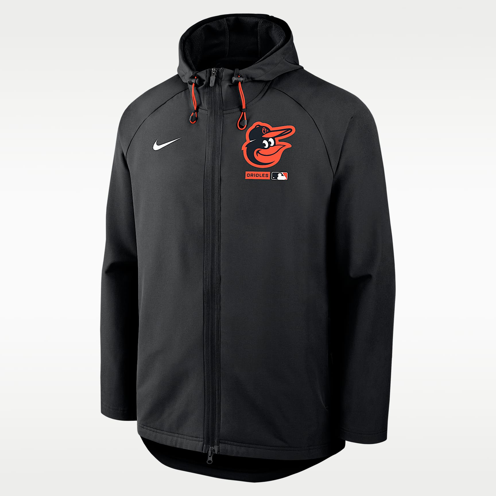 Chamarra Nike Therma-FIT de la MLB con gorro y cierre completo Baltimore Orioles Authentic Collection