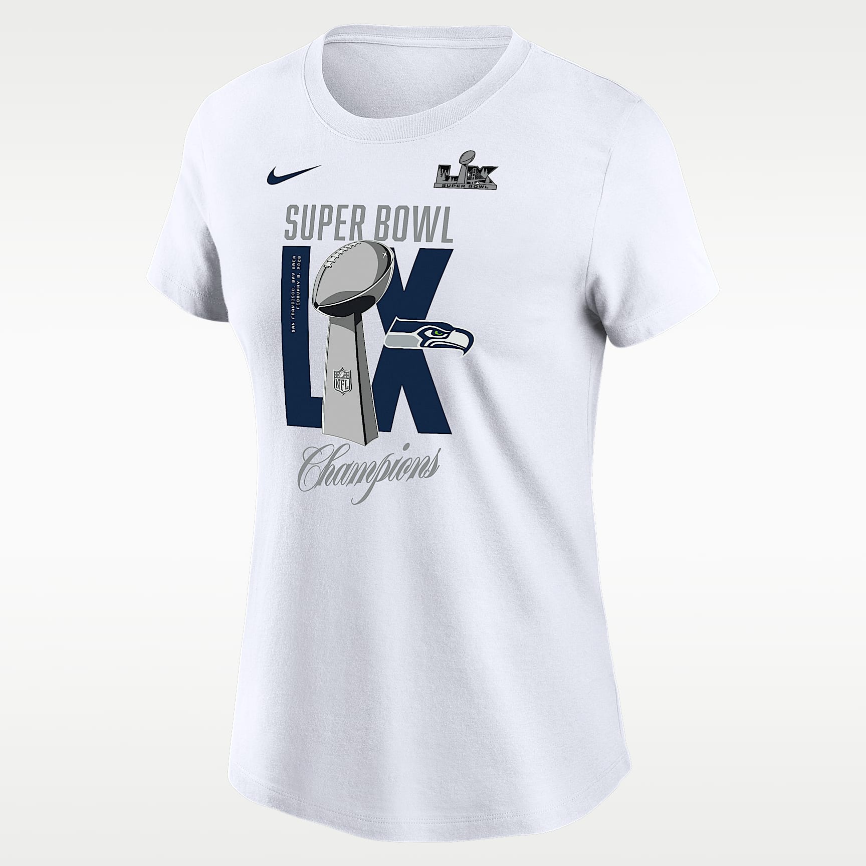 Seattle Seahawks Super Bowl LX Champions Lombardi Trophy Women's Nike NFL T-Shirt