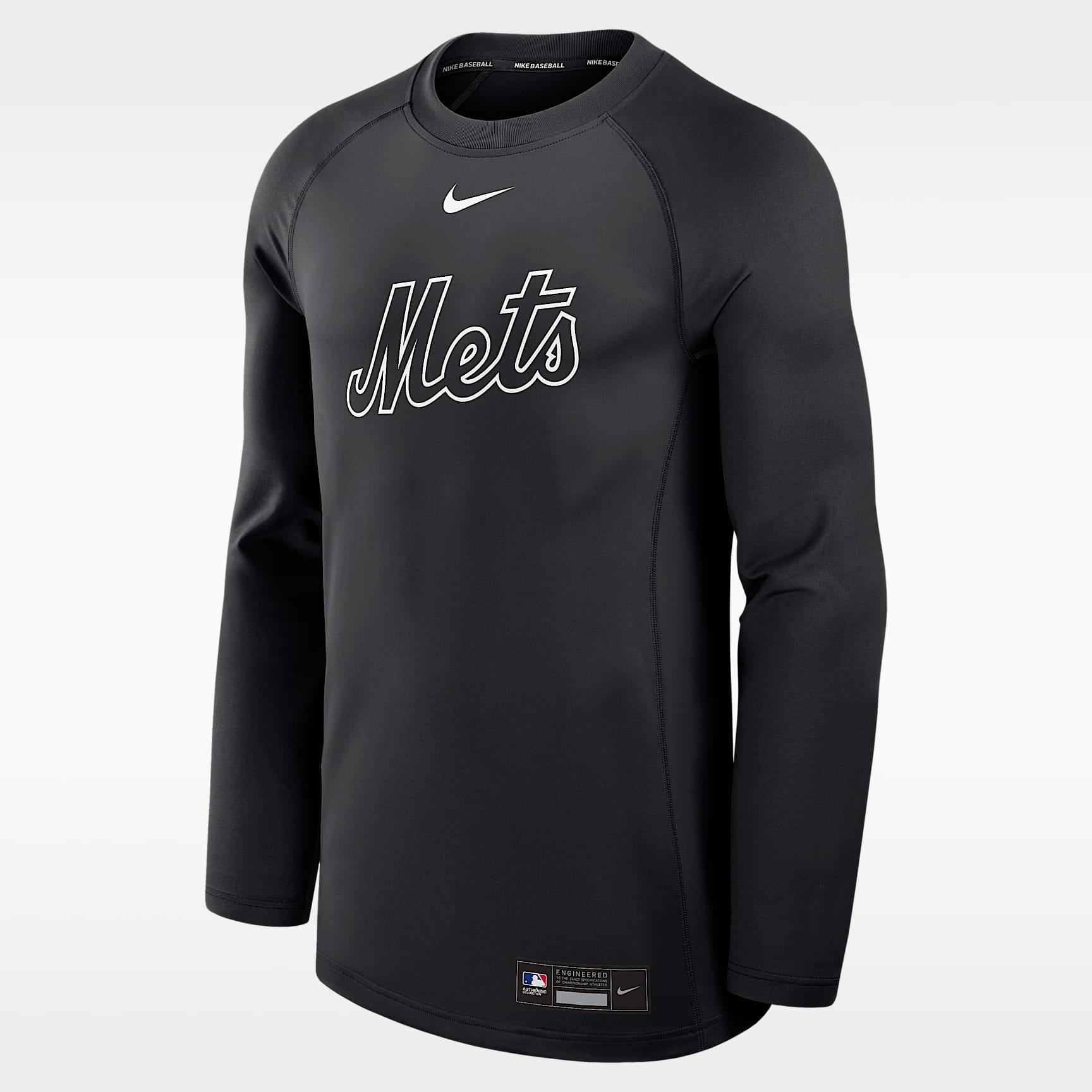 Playera de manga larga Nike Dri-FIT de la MLB para hombre New York Mets Authentic Collection Game Time