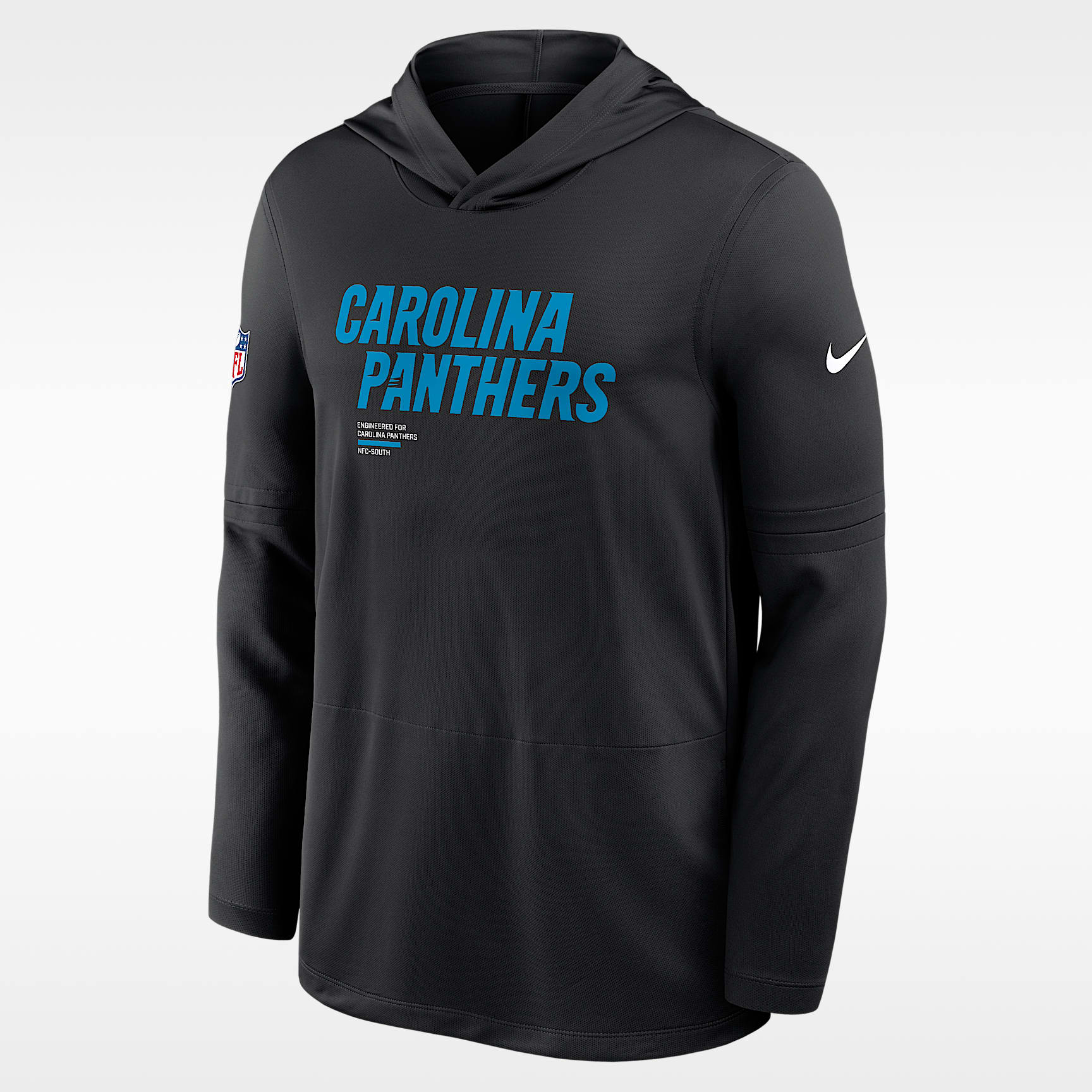 Carolina Panthers Pure Fury Sideline Men's Nike Dri-FIT NFL Long-Sleeve Hooded Top