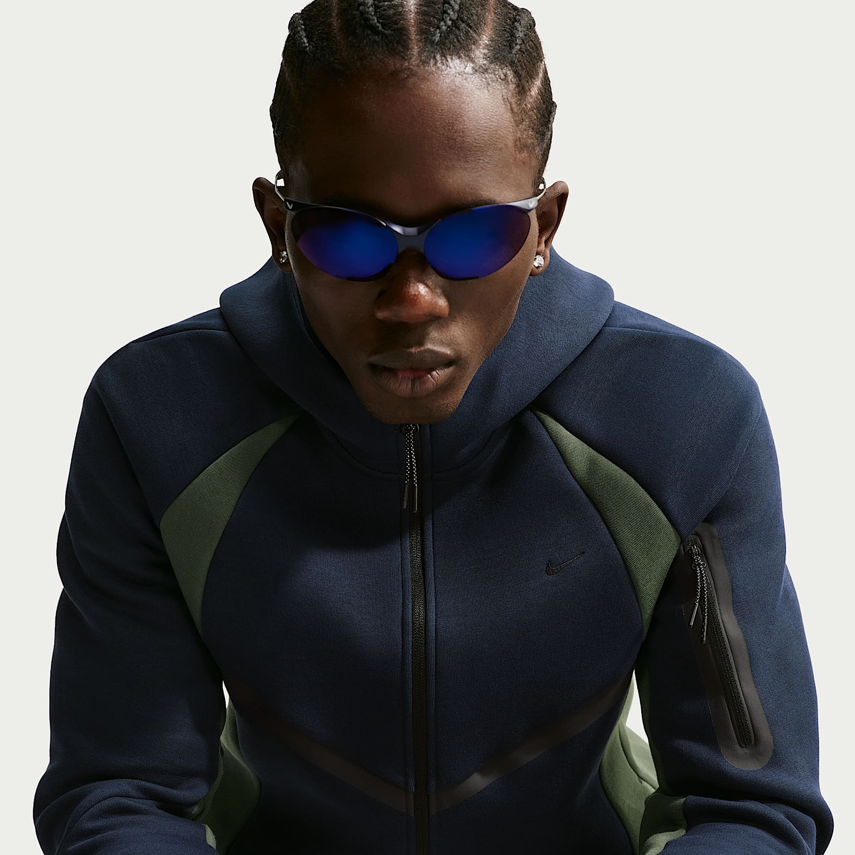 Nike Tech Windrunner-Fleecejacke mit durchgehendem Reißverschluss und Color-Block-Design (Herren)