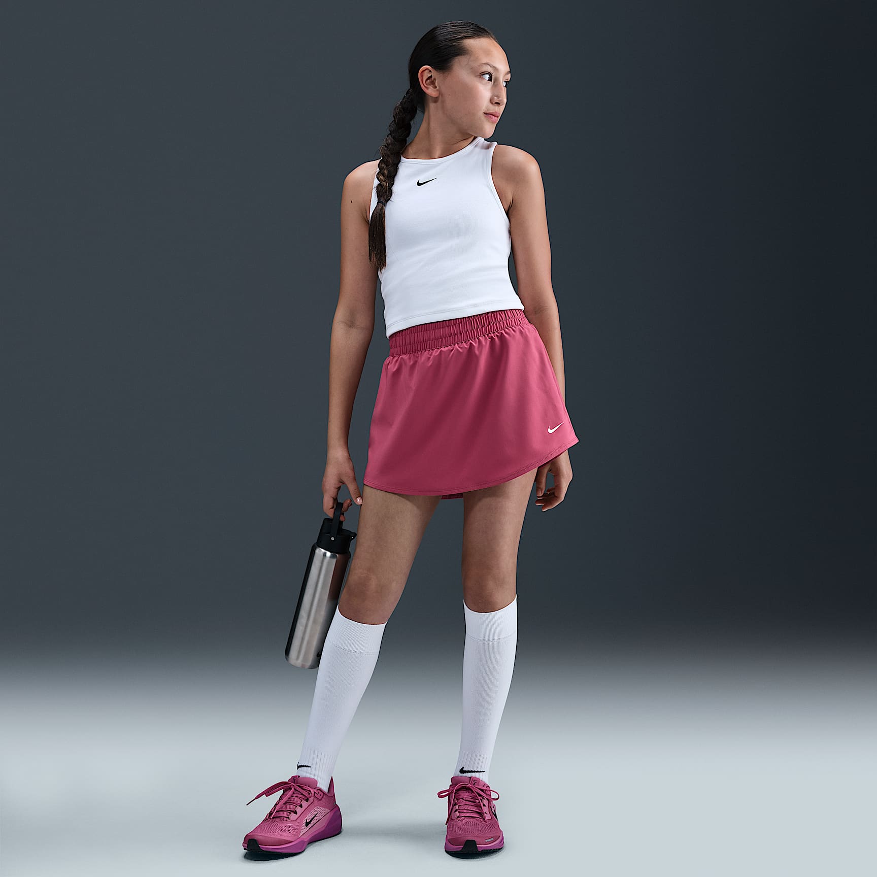 Skort Dri-FIT de tiro alto para niña talla grande Nike One
