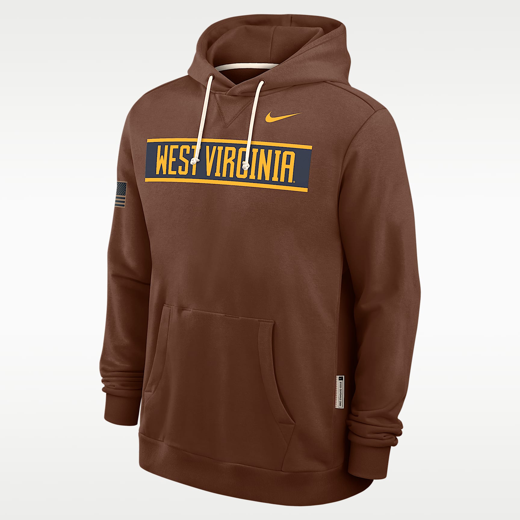 Sudadera con gorro sin cierre universitaria Nike Dri-FIT para hombre West Virginia 2026 Military Appreciation Standard Issue