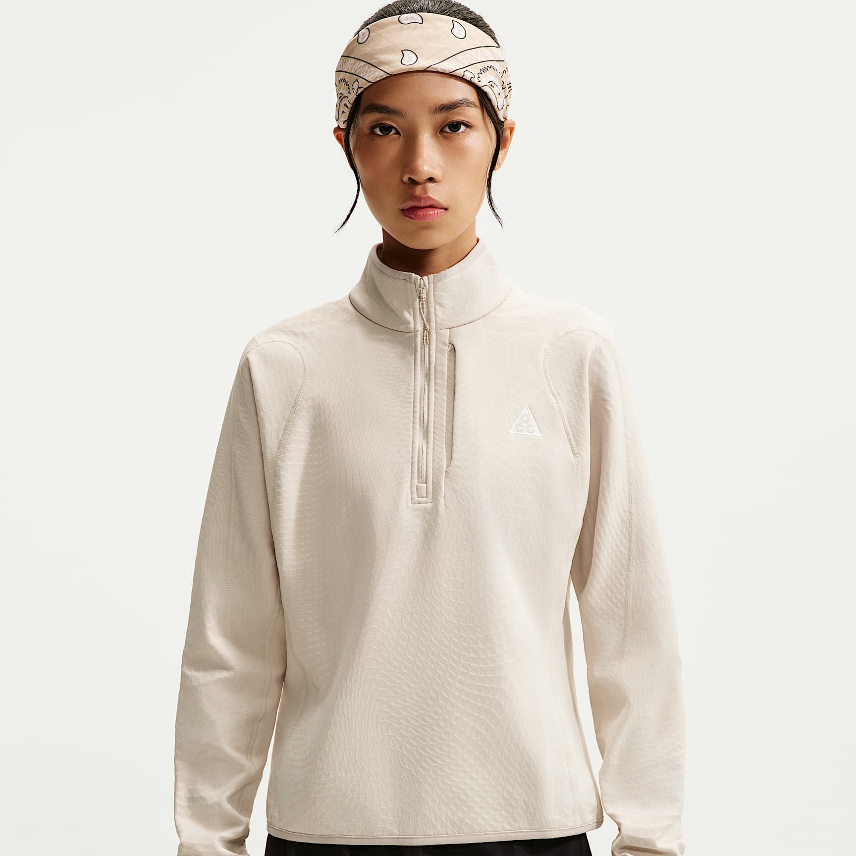 ACG '울프 그리드' 여성 써마 핏 하프집 하이킹 탑