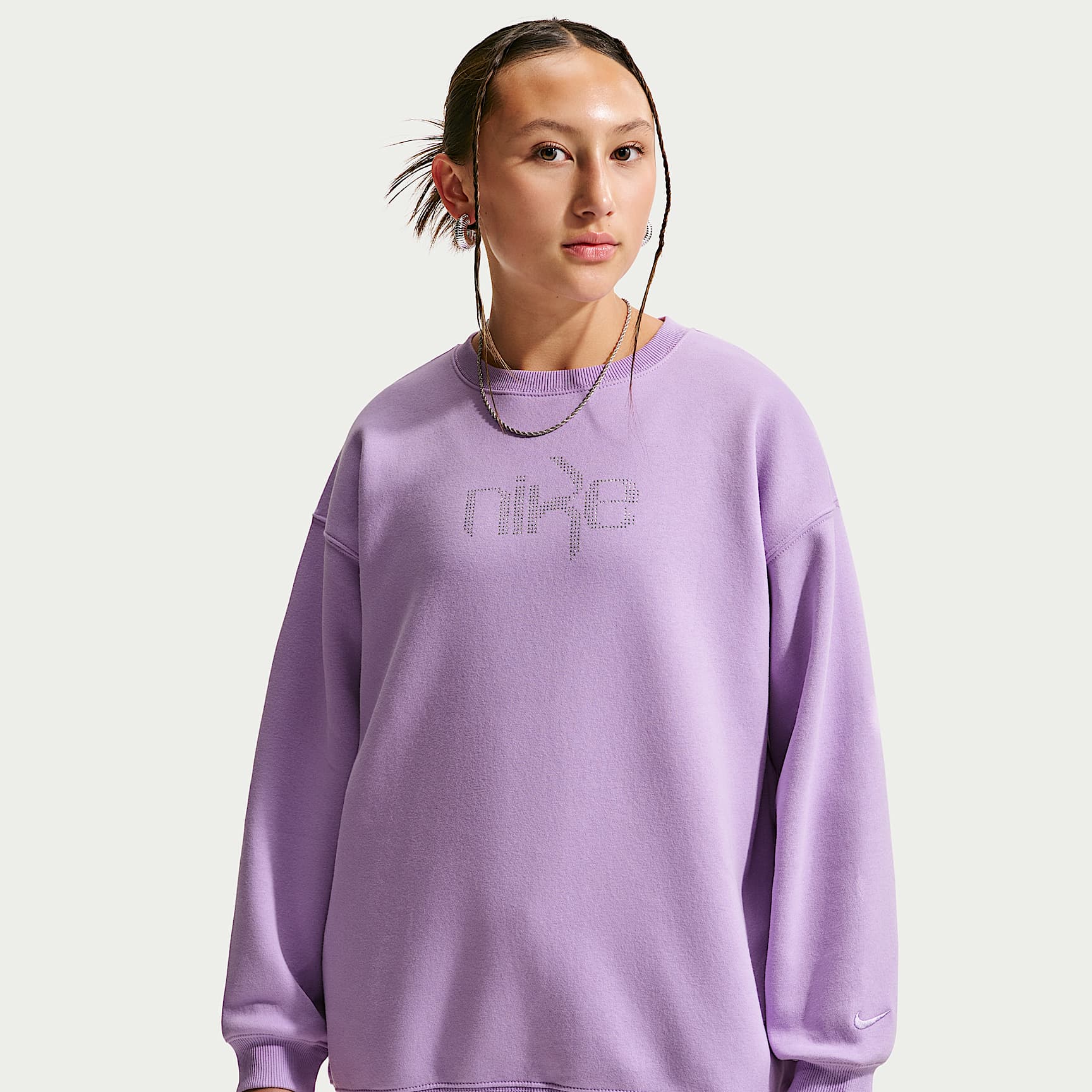 Sweat oversize à col ras-du-cou Nike Studio Fleece pour pré-ado (fille)