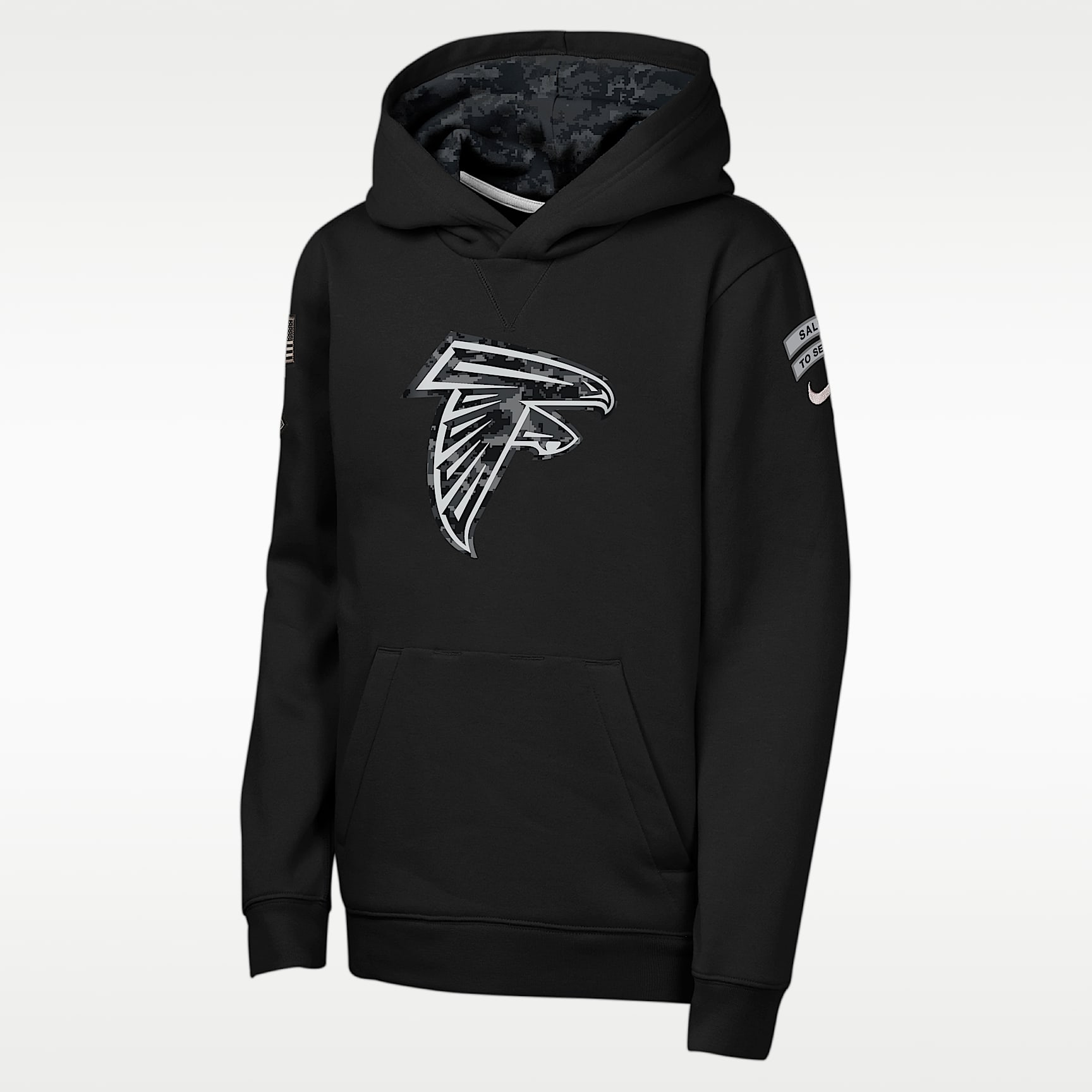 Sudadera con gorro sin cierre Nike de la NFL para niños talla grande Atlanta Falcons Salute to Service Sideline Club