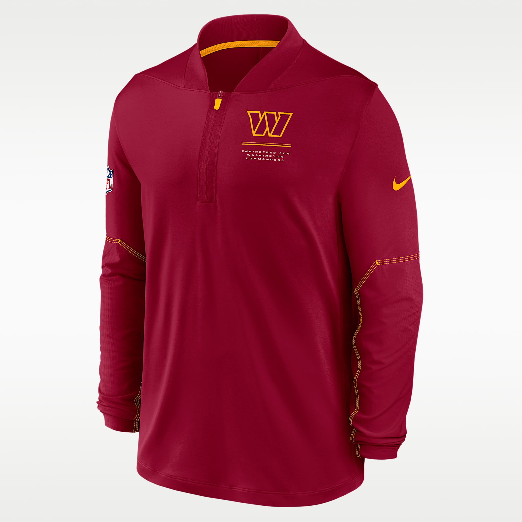 Playera Nike Dri-FIT de la NFL de medio cierre para hombre Washington Commanders Sideline