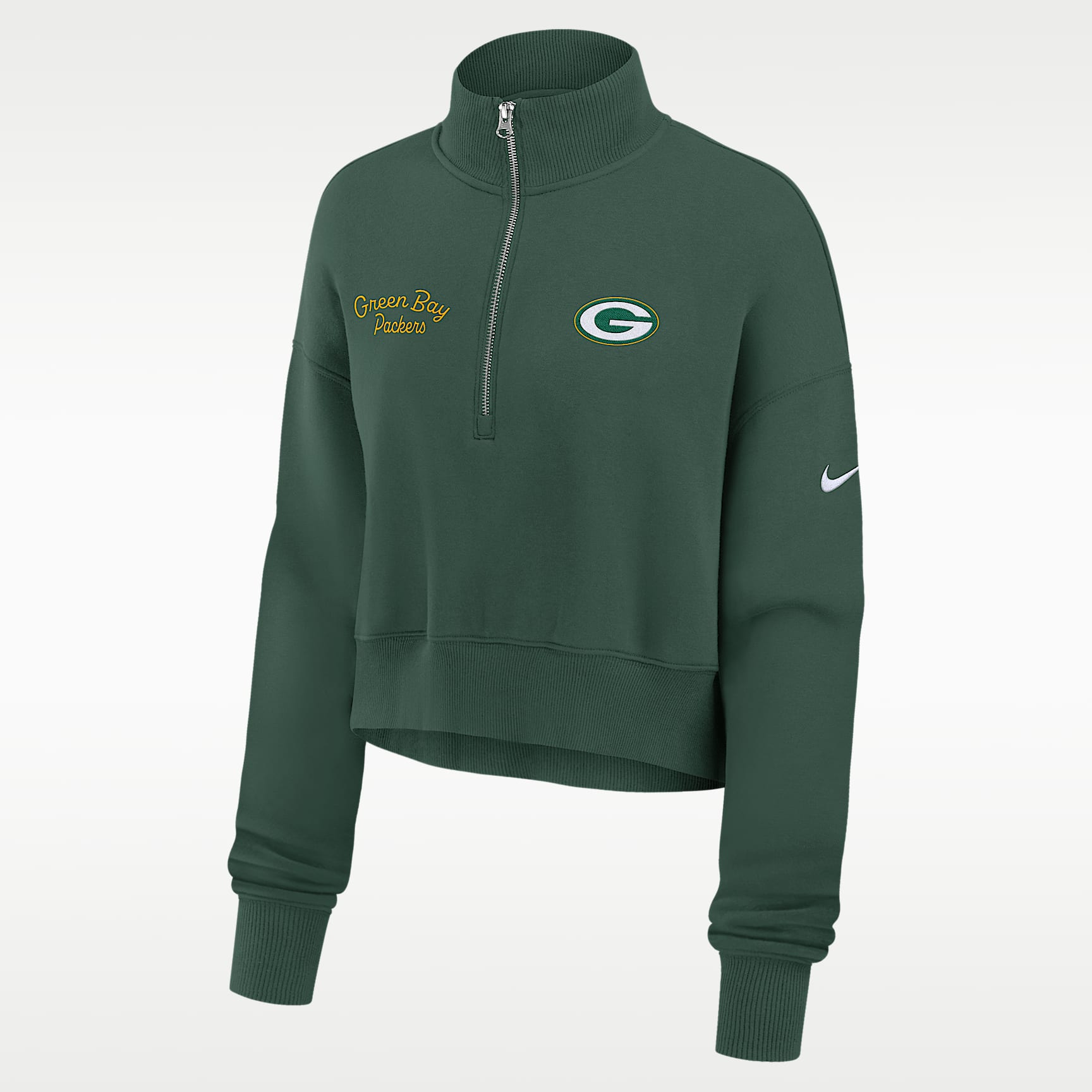 Green Bay Packers Phoenix Women's Nike NFL Cropped 1/4-Zip Crew