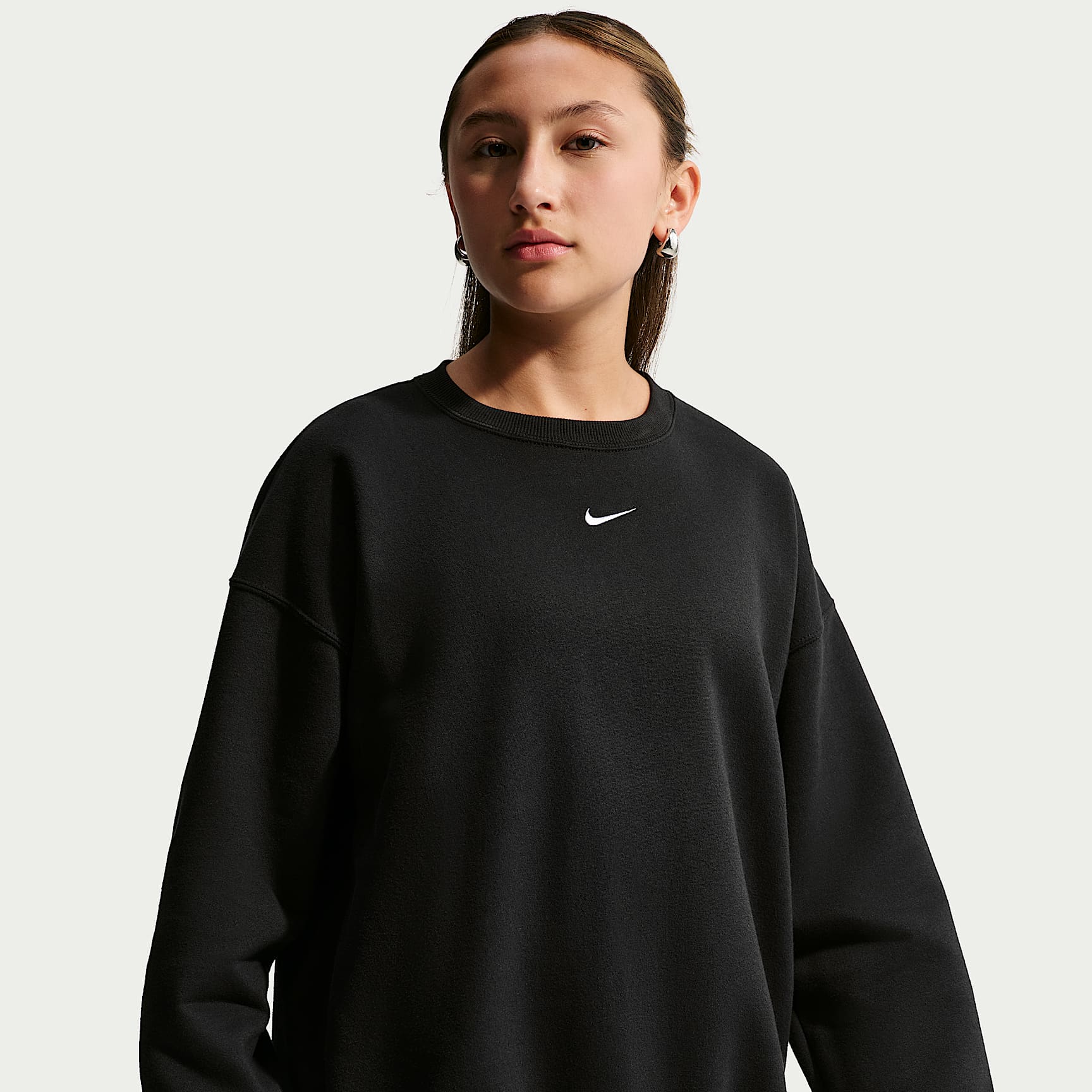 Sudadera de cuello redondo oversized para niña talla grande Nike Sportswear Studio