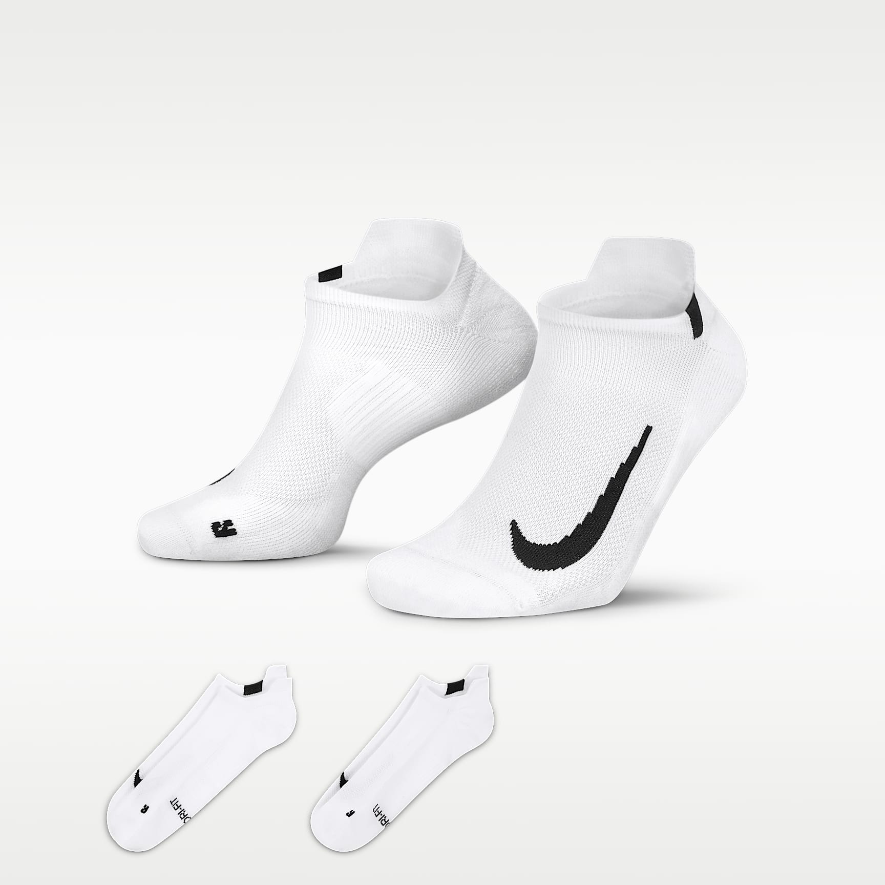 Nike Multiplier Running No-Show Socks (2 Pairs)