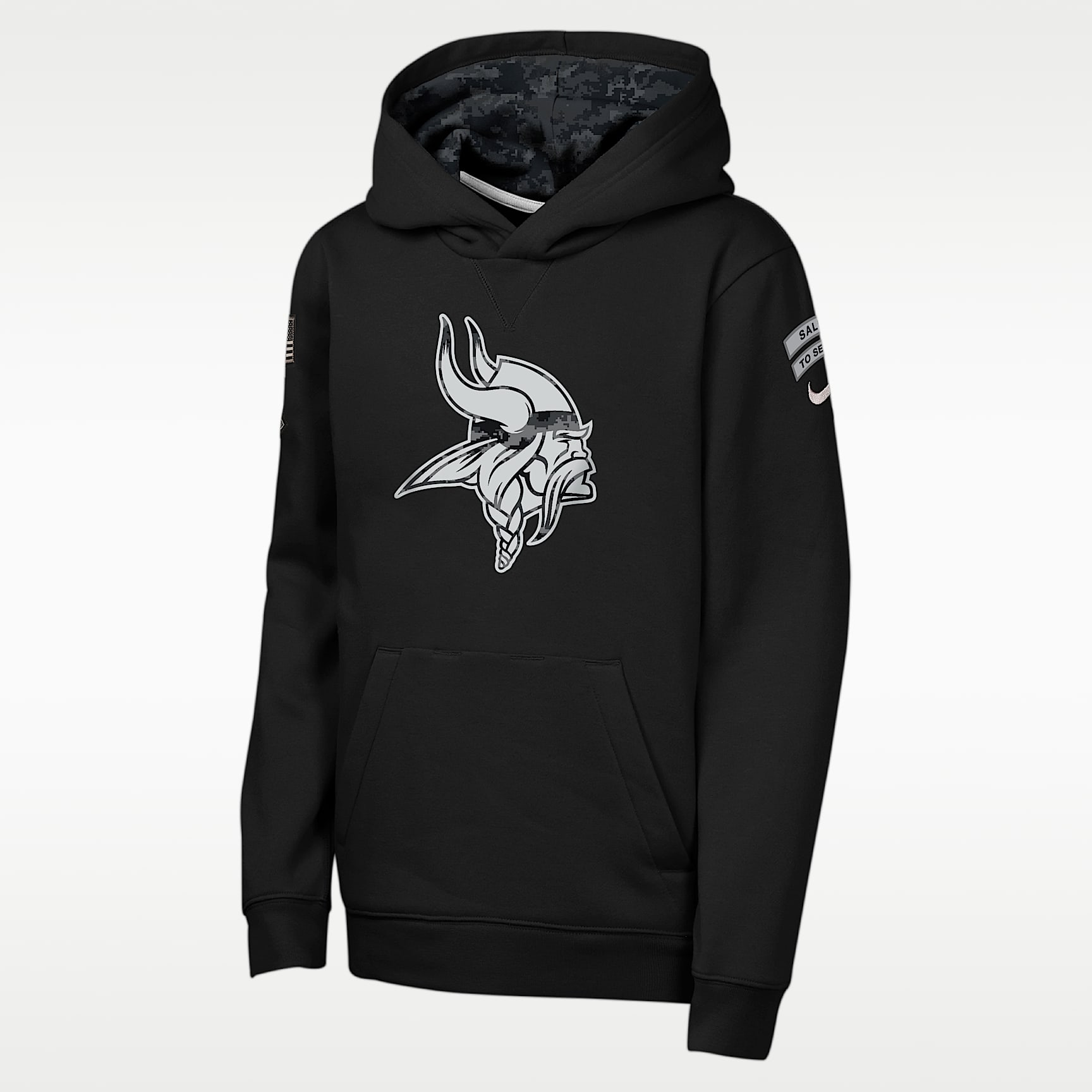 Sudadera con gorro sin cierre Nike de la NFL para niños talla grande Minnesota Vikings Salute to Service Sideline Club