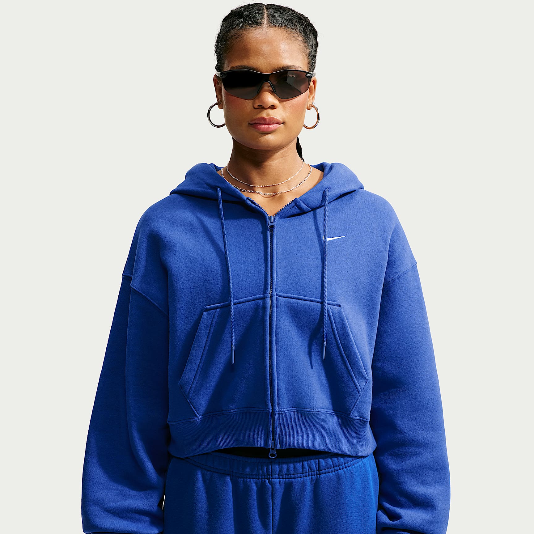 Nike Studio Fleece Medium Weight Women's Oversized Full-Zip Cropped Hoodie