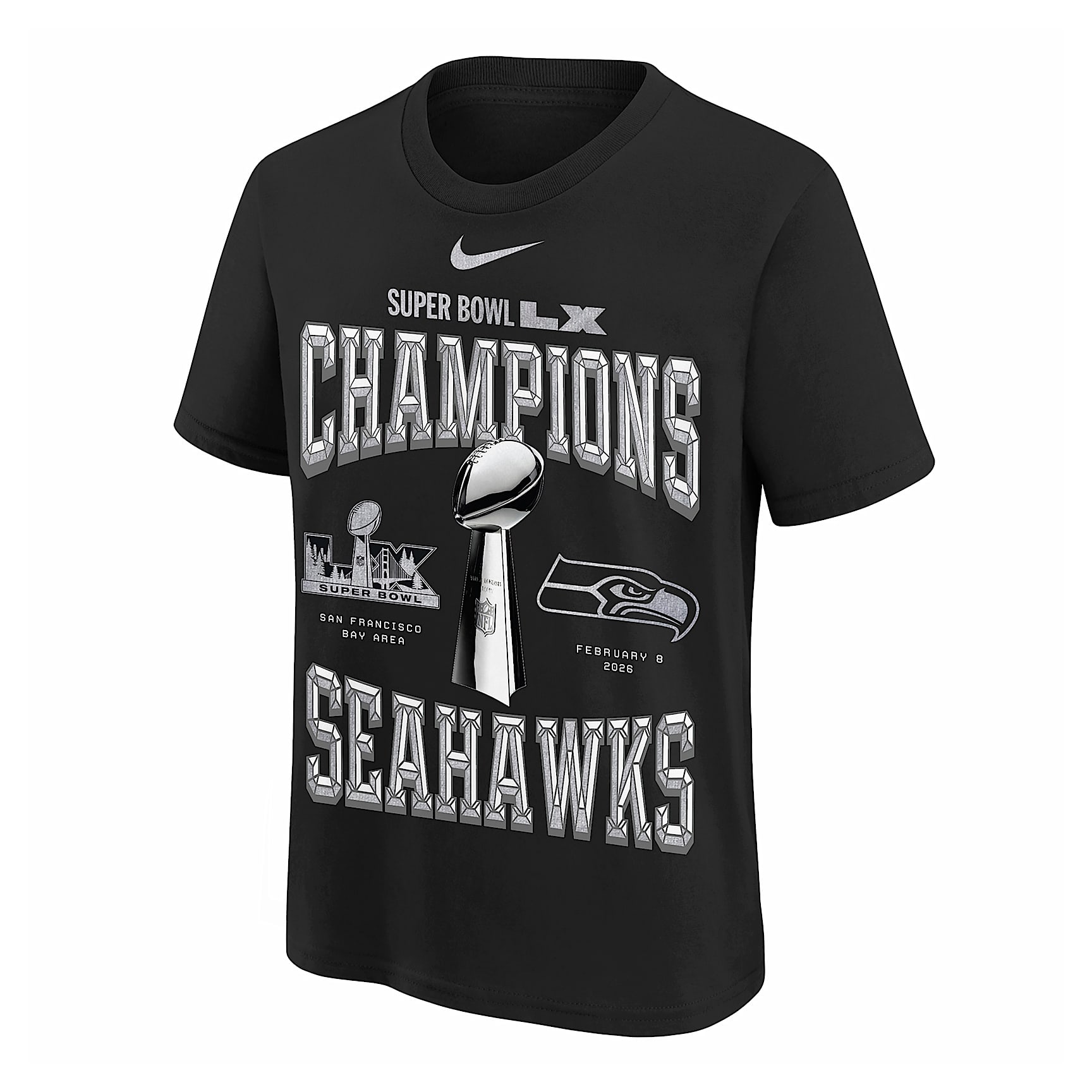Playera Nike de la NFL para niños talla grande Seattle Seahawks Super Bowl LX Champions Authentic Locker Room