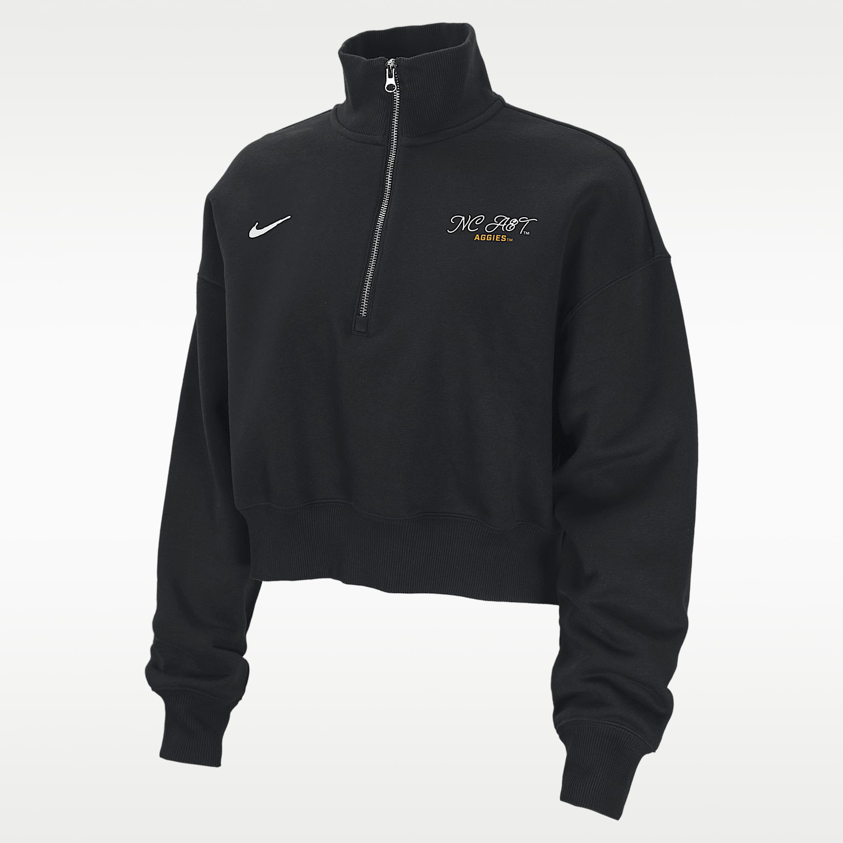 Nike College Phoenix Fleece (North Carolina A&T University) Women's Cropped 1/4-Zip Pullover