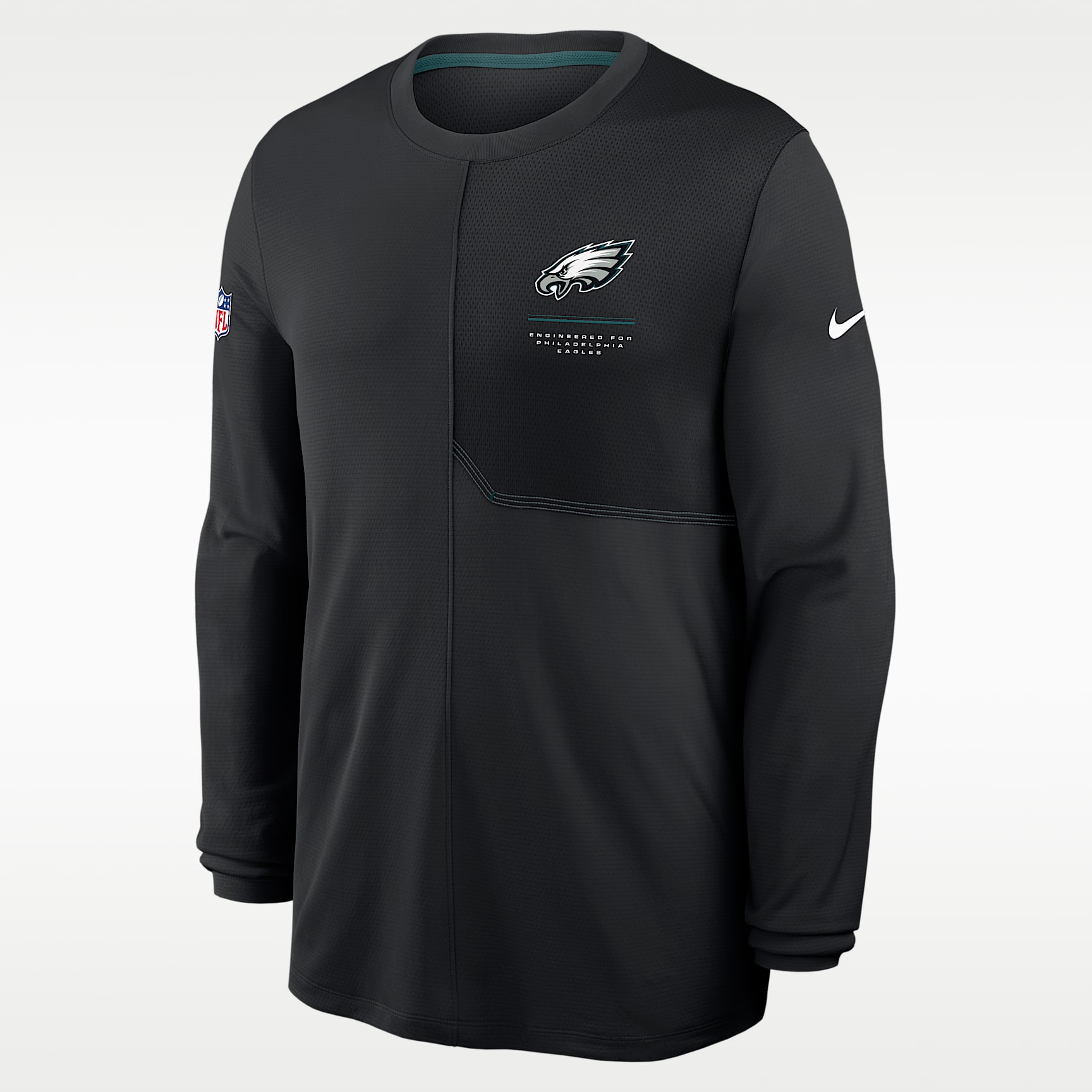 Playera de manga larga Nike Dri-FIT de la NFL para hombre Philadelphia Eagles Sideline Coach