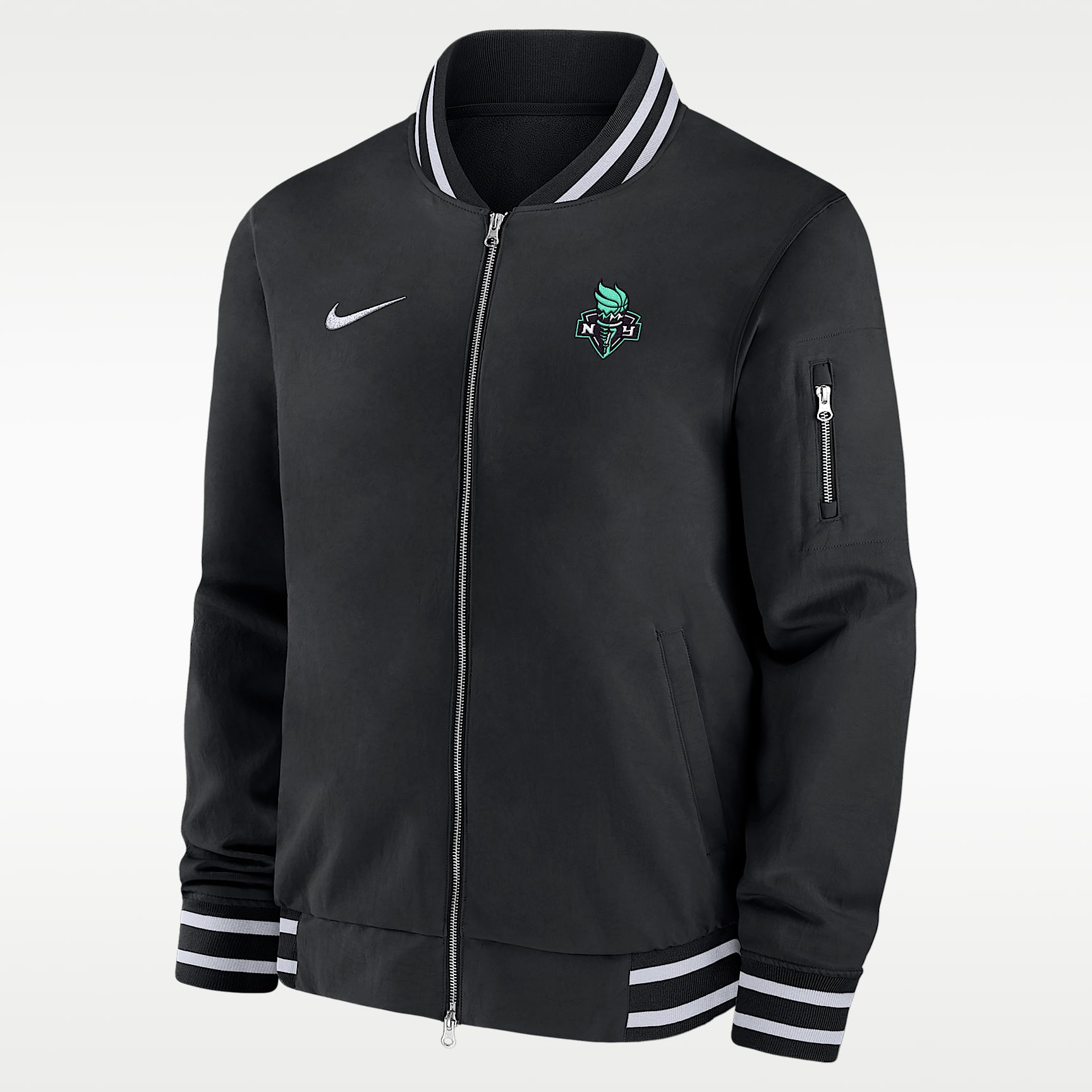 Chamarra bomber Nike de la WNBA para hombre New York Liberty