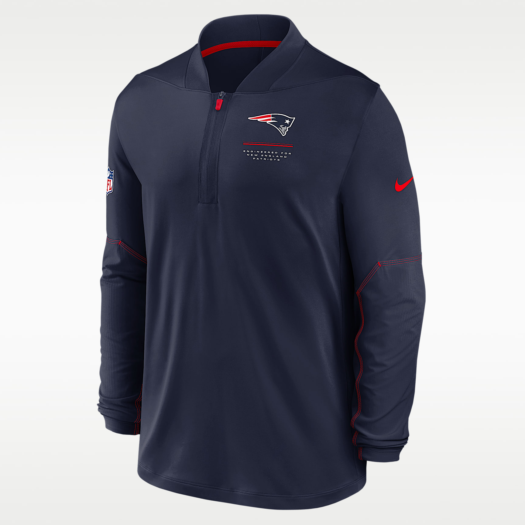 Camiseta Nike Dri-FIT de la NFL con medio cierre para hombre New England Patriots Sideline