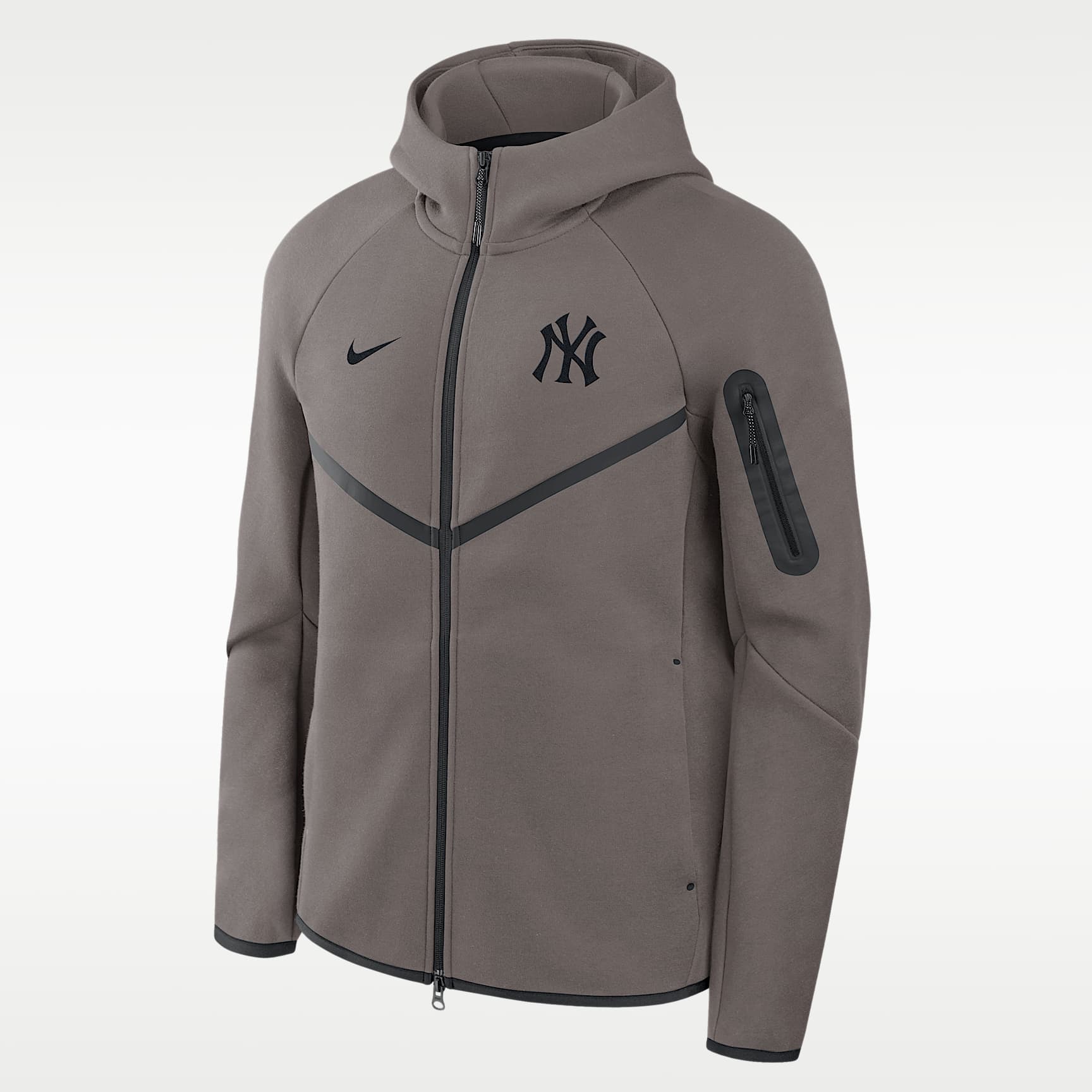 Chamarra Nike de la MLB de cierre completo con gorro para hombre New York Yankees Tech Fleece