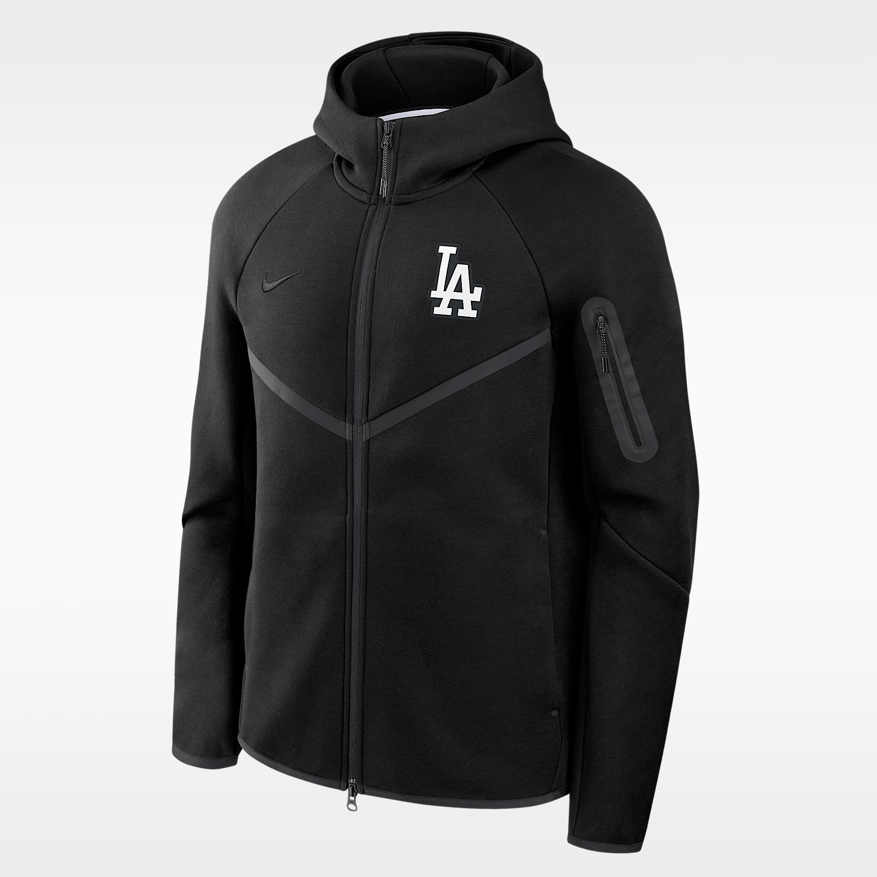 Chamarra con gorro Nike de la MLB de cierre completo para hombre Los Angeles Dodgers Tech Fleece Windrunner