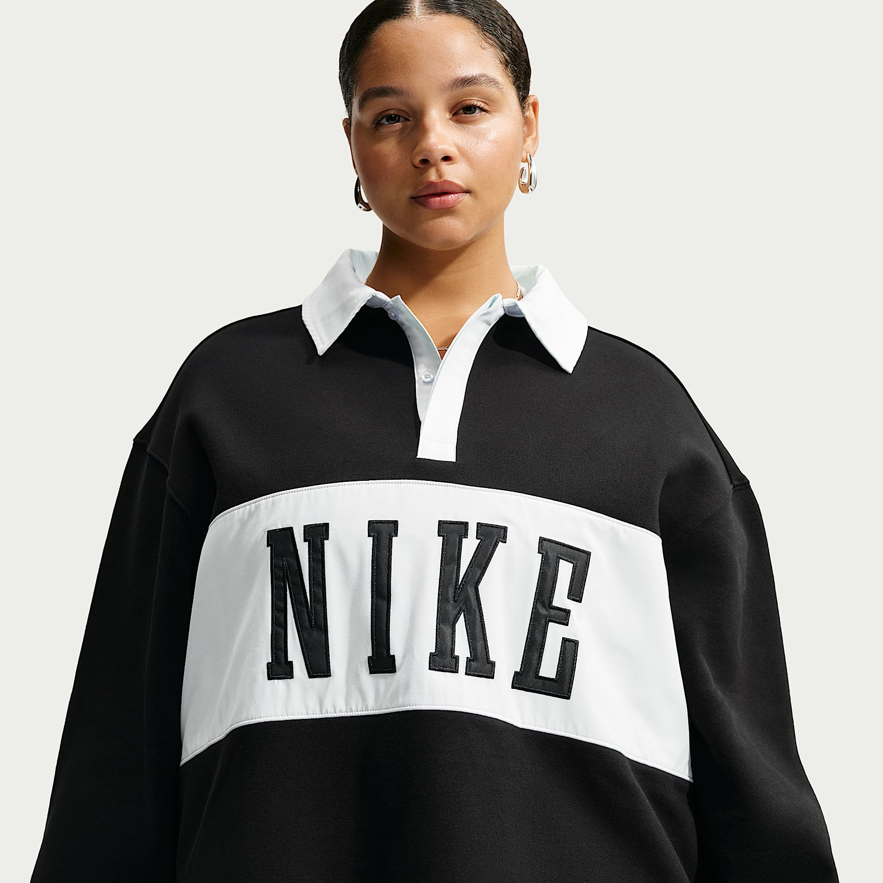 Nike Studio Fleece Medium Weight Women's Oversized Rugby Sweatshirt (Plus Size)