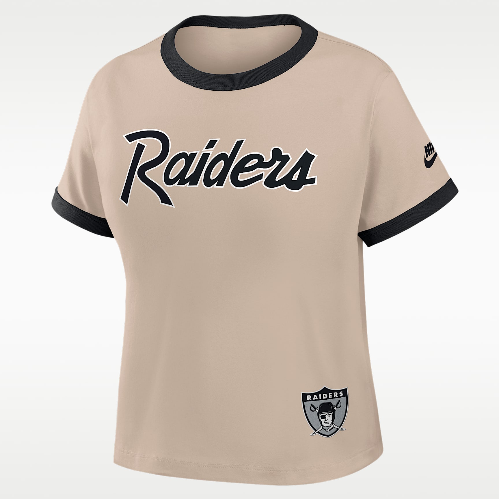 Playera Nike de la NFL cropped para mujer Las Vegas Raiders Rewind Ringer Mod