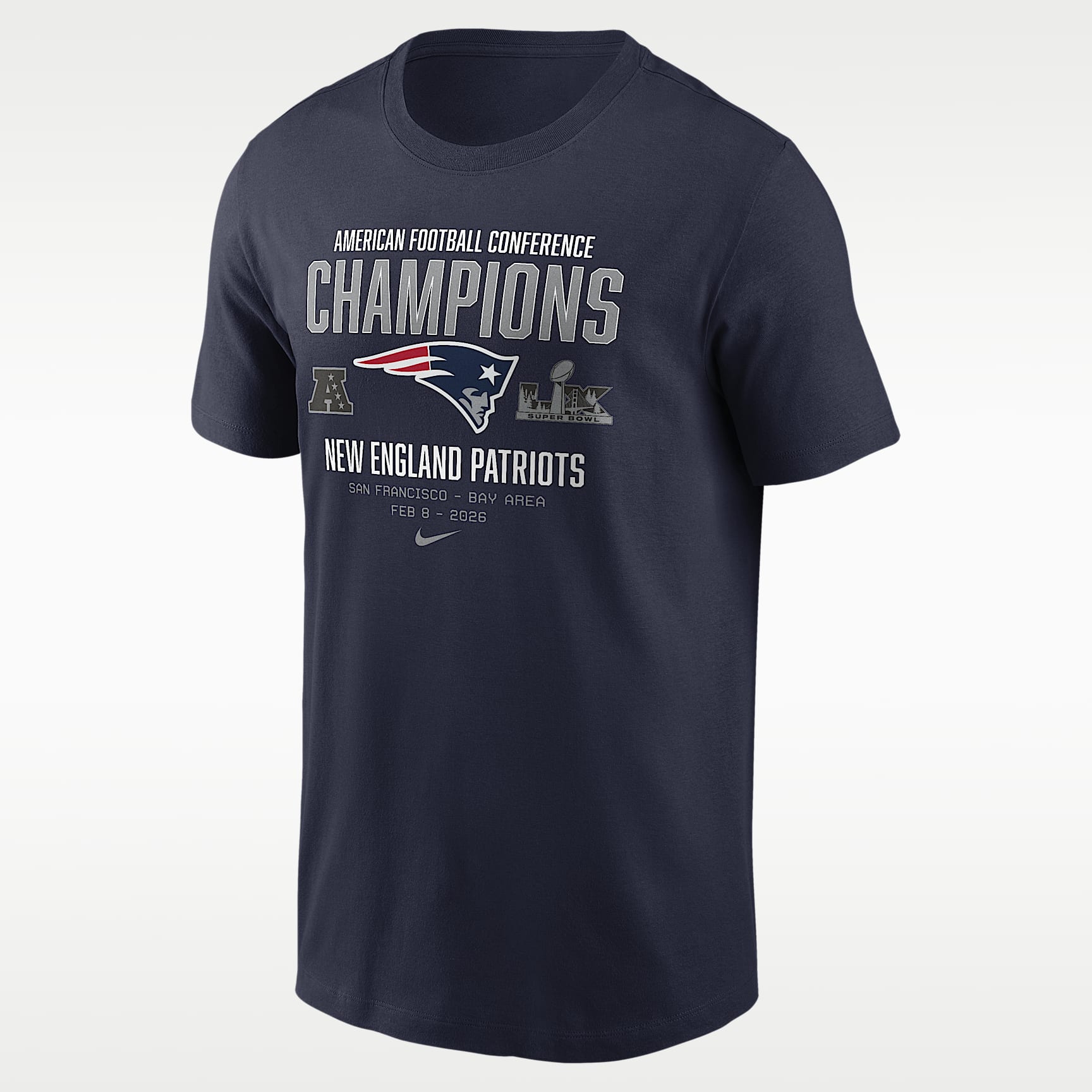 New England Patriots 2026 AFC Champions Team Nation Men's Nike NFL T-Shirt