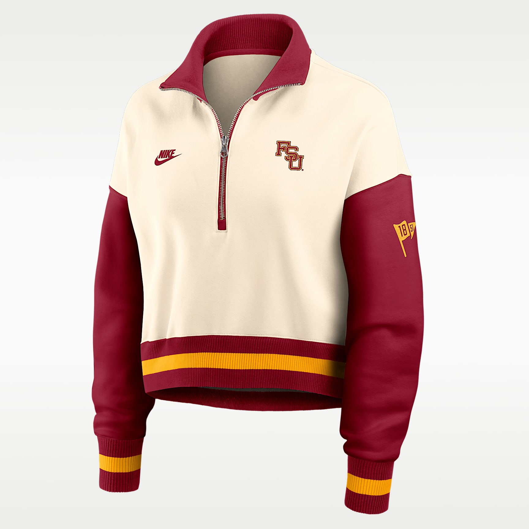 Florida State Legacy Women's Nike College Cropped Oversized 1/4-Zip Crew