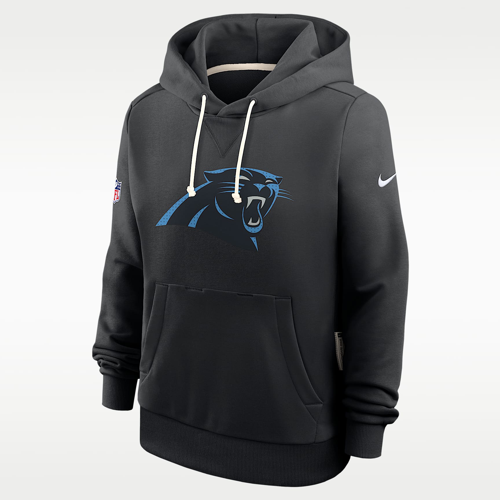 Sudadera con gorro sin cierre Nike de la NFL para mujer Carolina Panthers Sideline