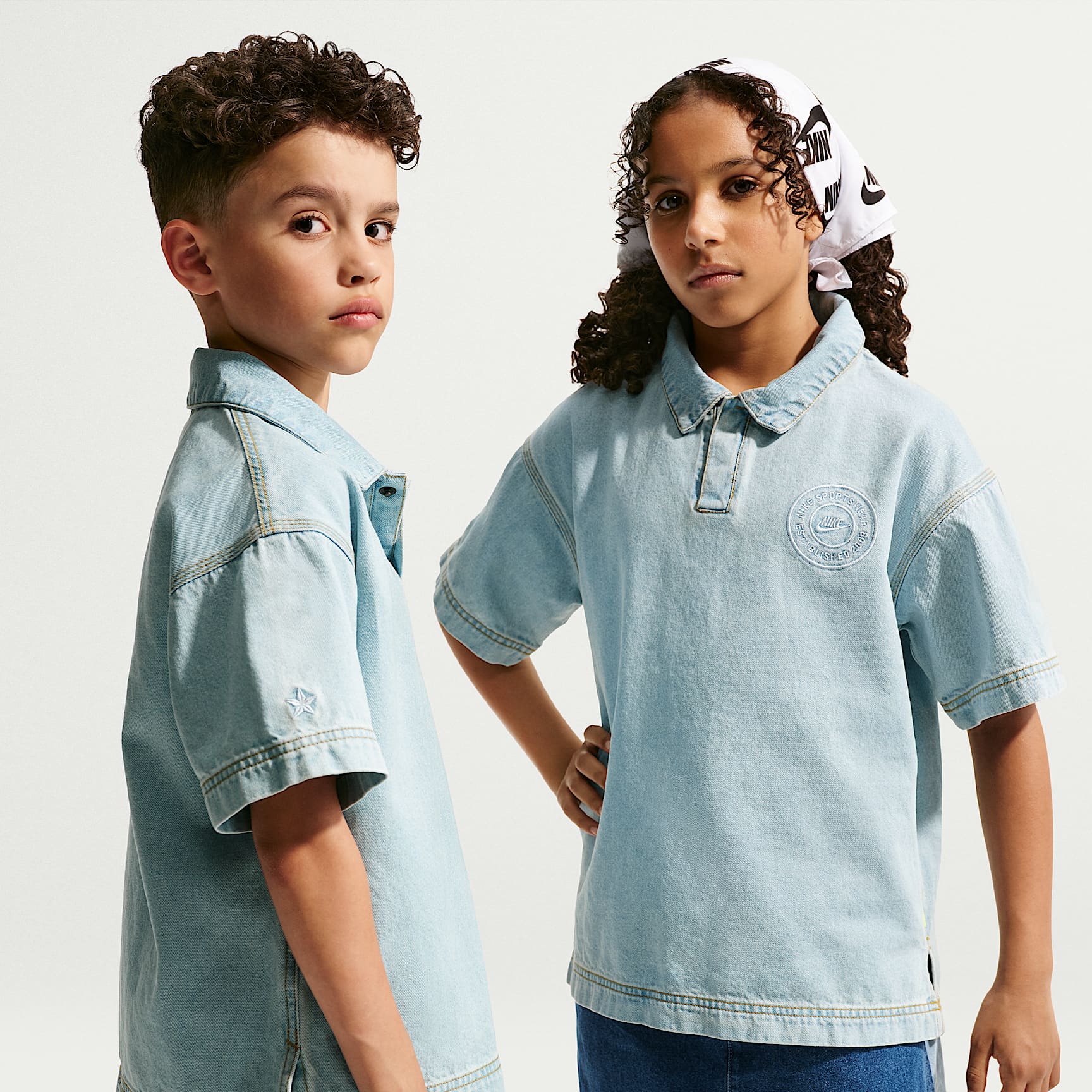 Nike Sportswear Collection Big Kids' Denim Short-Sleeve Polo