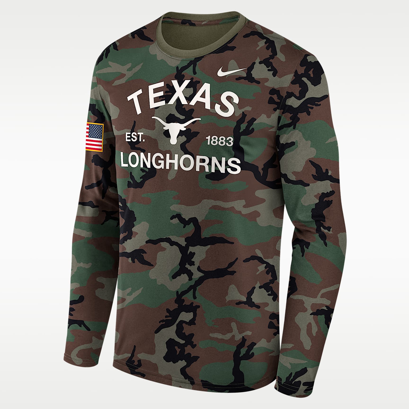 Texas 2025 Military Appreciation Legend Men's Nike Dri-FIT College Long-Sleeve T-Shirt