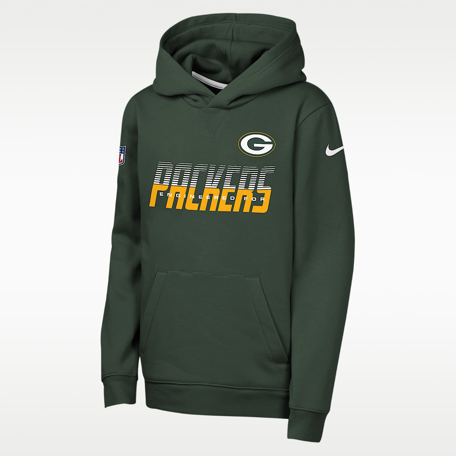 Sudadera con gorro sin cierre Nike de la NFL para niños talla grande Green Bay Packers Sideline