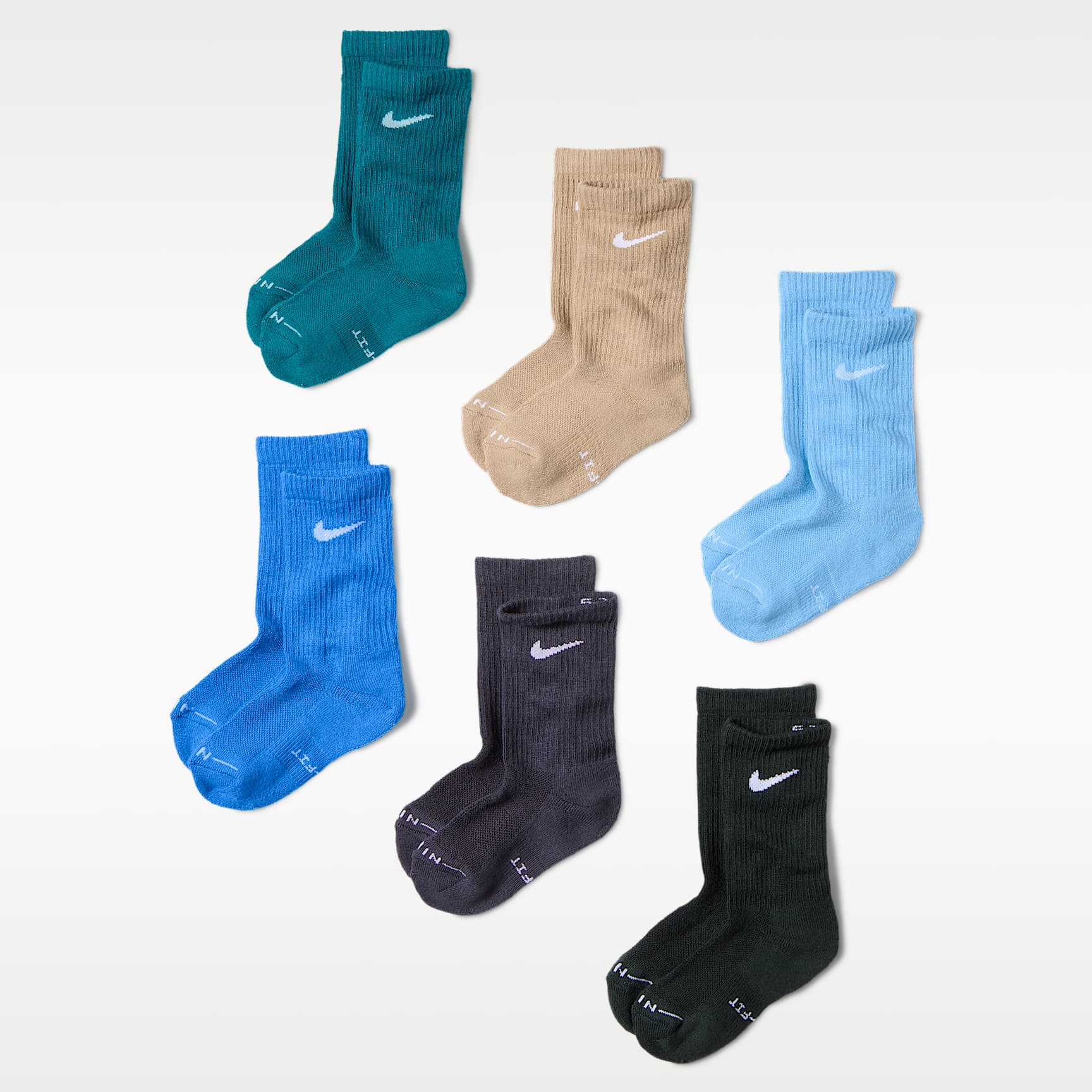 Nike Kids' Dri-FIT Elevated Everyday Crew Socks (6 Pairs)