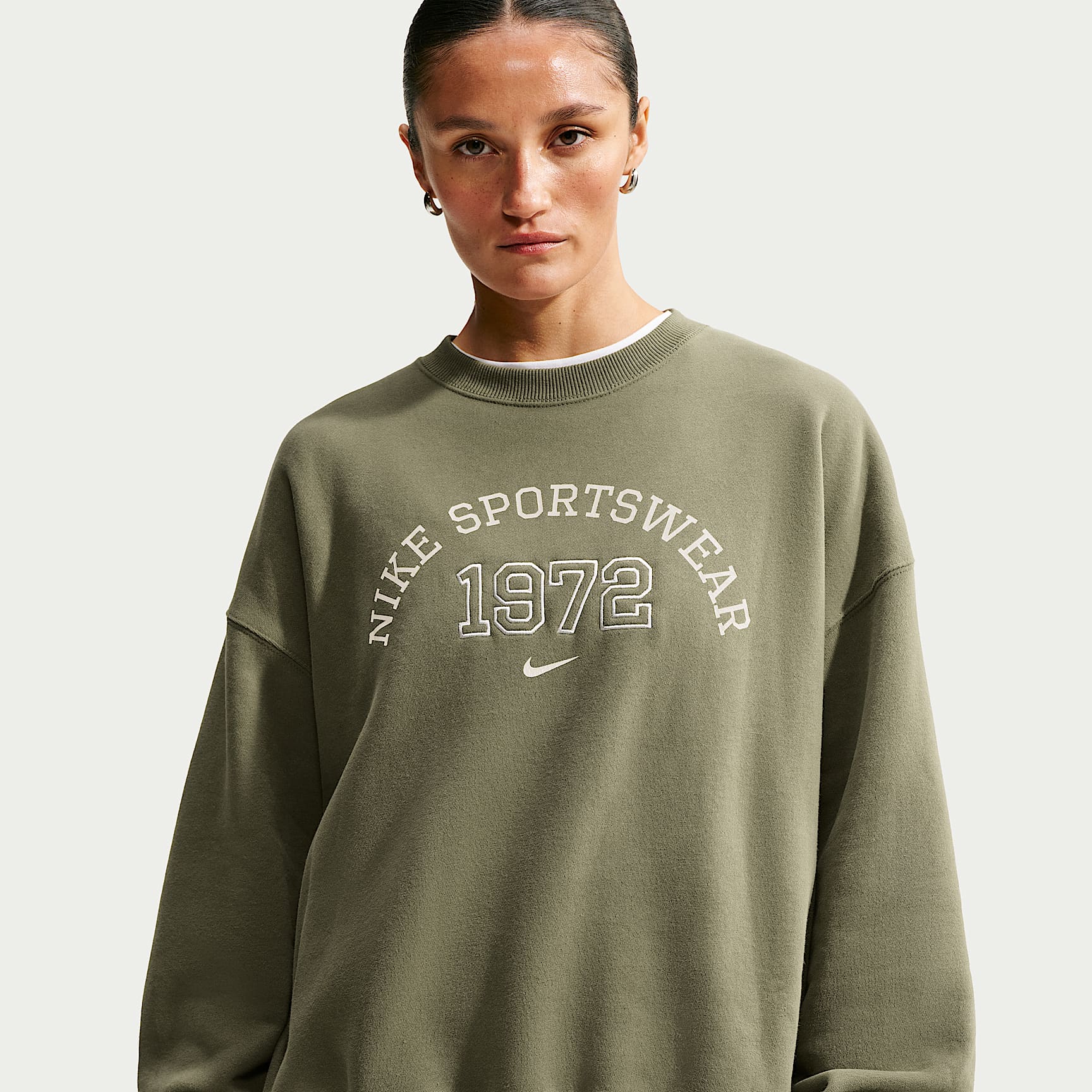 Nike Studio Fleece mittelschweres Material Oversize-Rundhalsshirt (Damen)