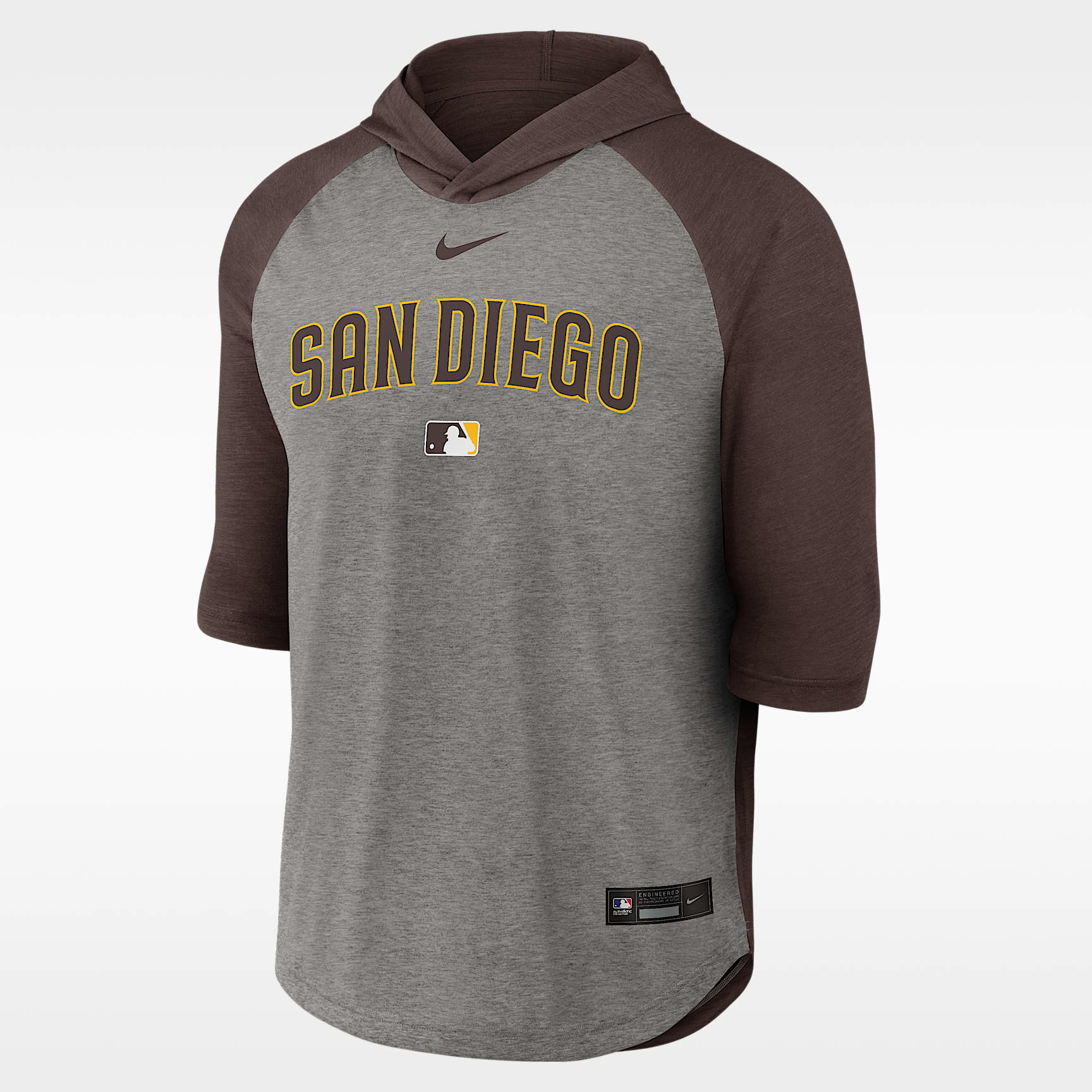 San Diego Padres Authentic Collection Flux Men's Nike Dri-FIT MLB 3/4-Sleeve Hooded T-Shirt