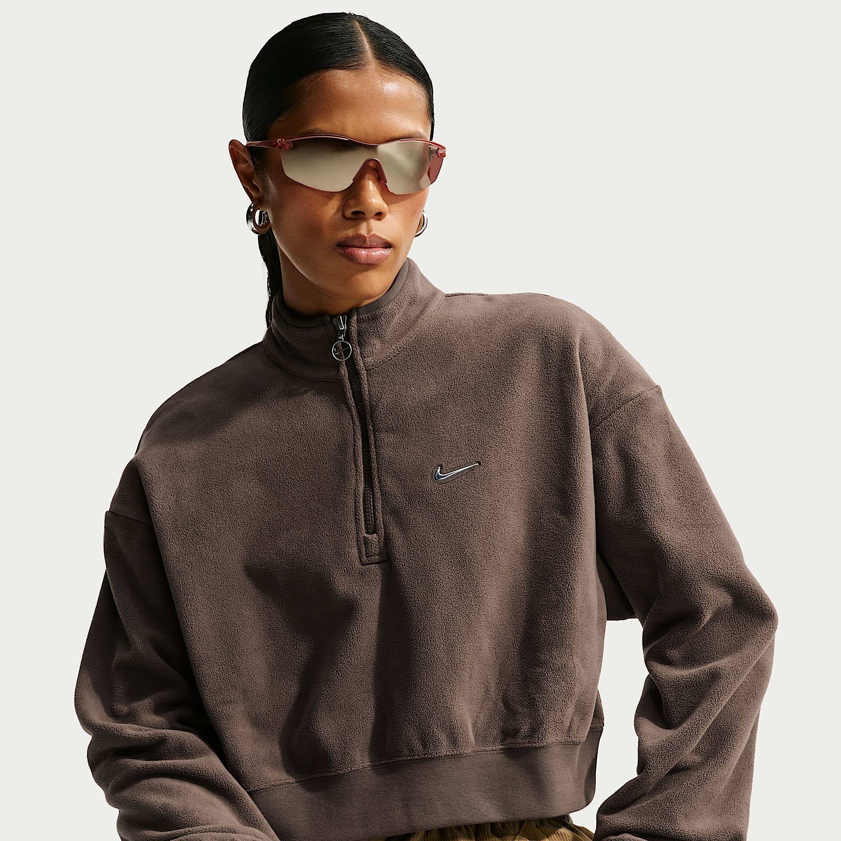 Kort sweatshirt i oversize-modell Nike Sportswear med kvartslång dragkedja för kvinnor