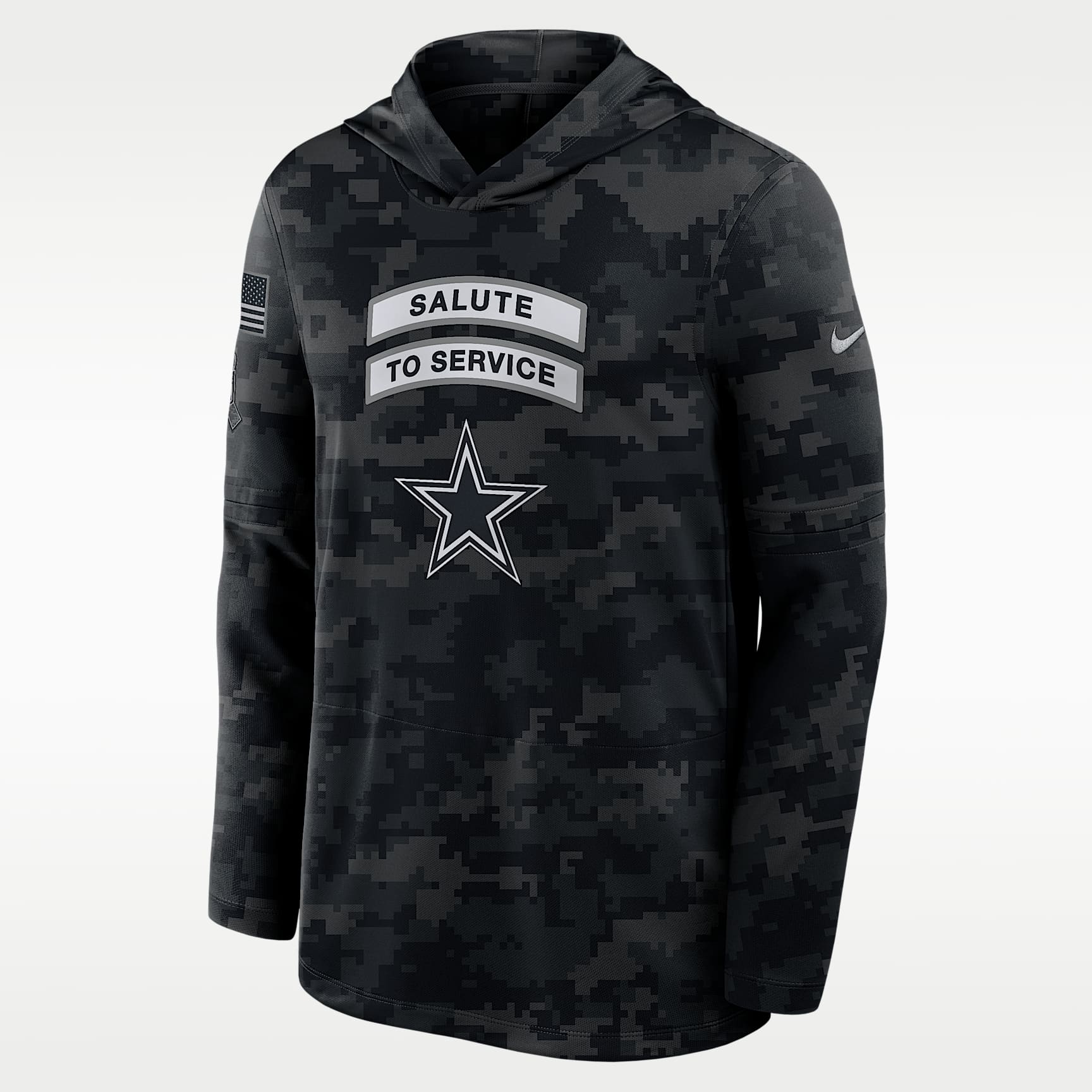 Playera de manga larga Nike Dri-FIT NFL con gorro para hombre Dallas Cowboys Salute to Service Sideline